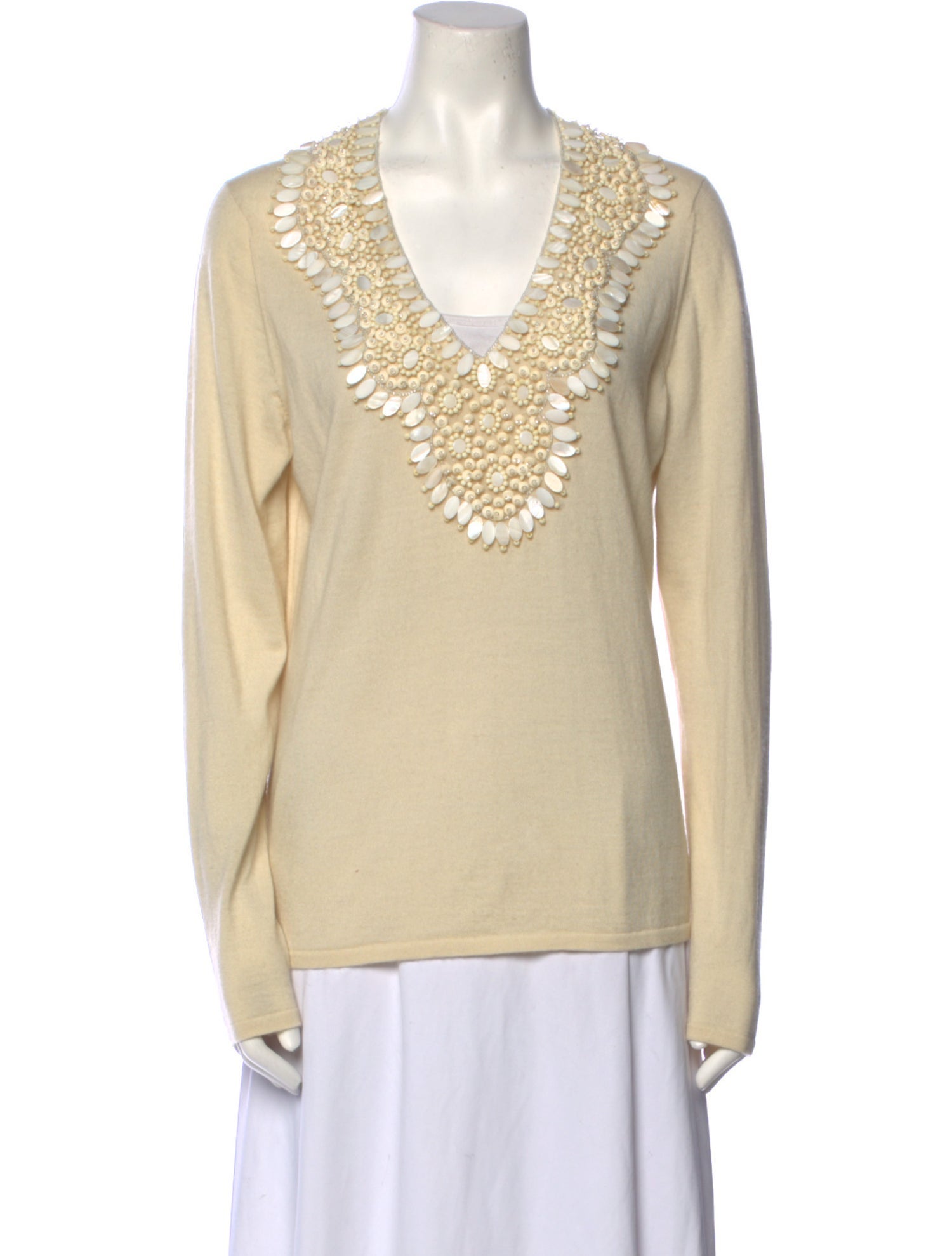 Naeem Khan Cashmere Plunge Neckline Sweater