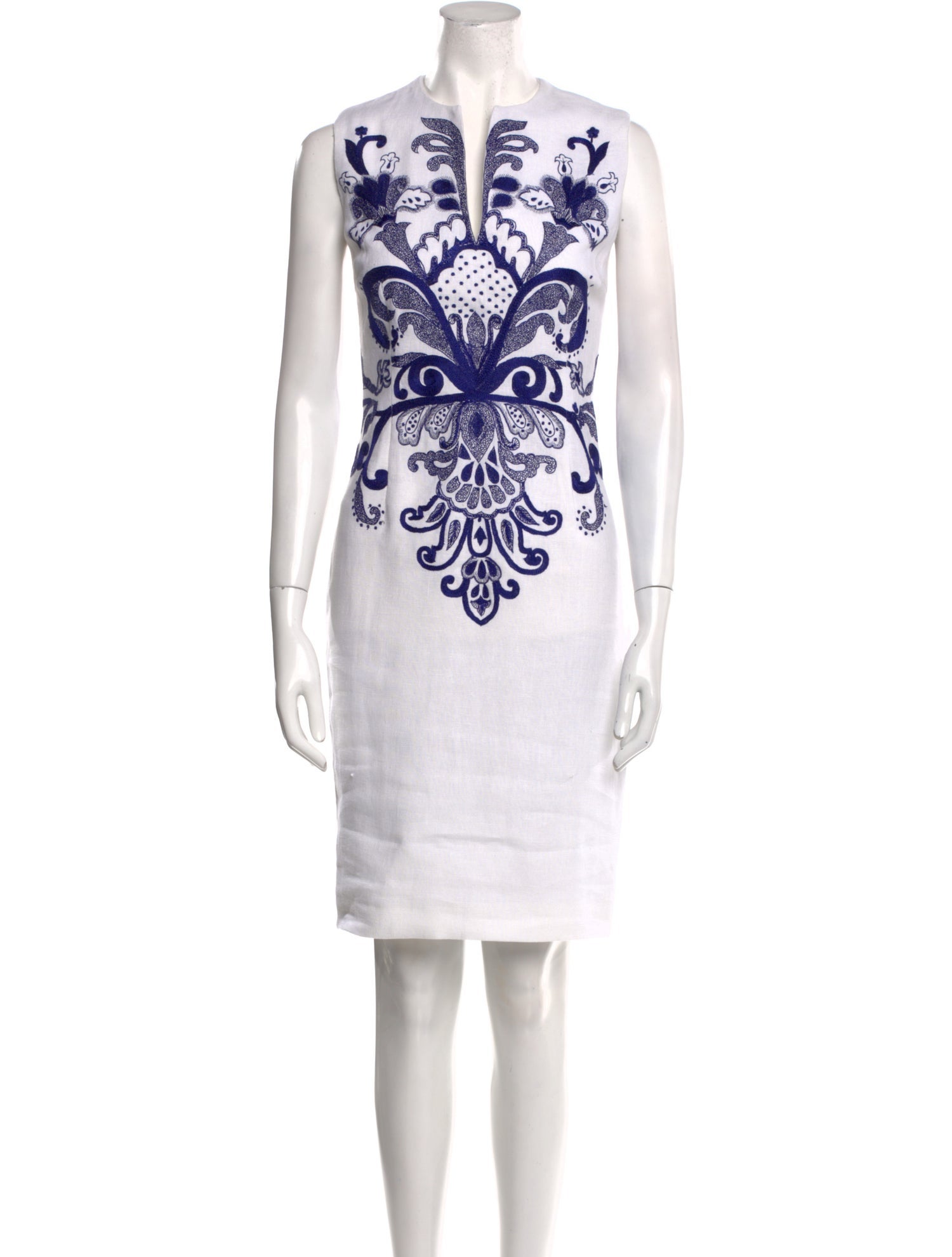 Naeem Khan Linen Knee-Length Dress