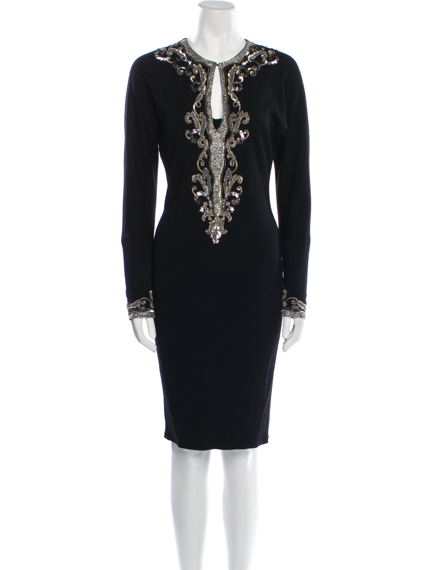 Naeem Khan V-Neck Knee-Length Dress