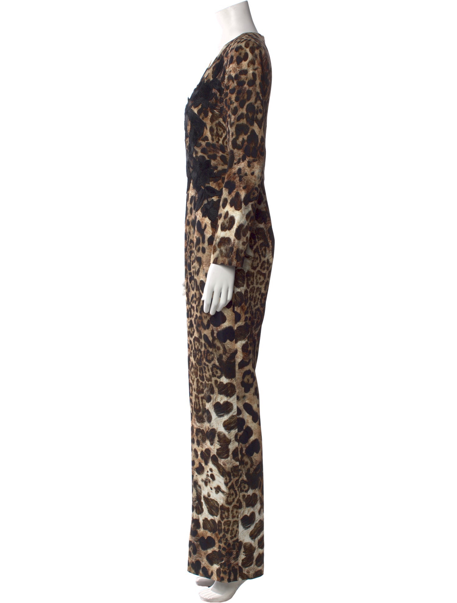 Naeem Khan Animal Print V-Neck Jumpsuit