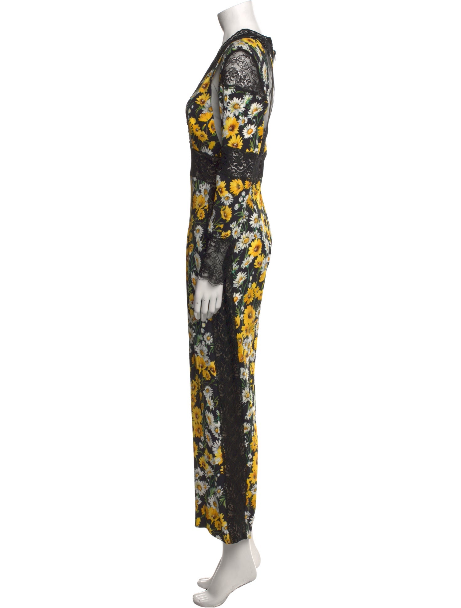 Naeem Khan Floral Print V-Neck Jumpsuit