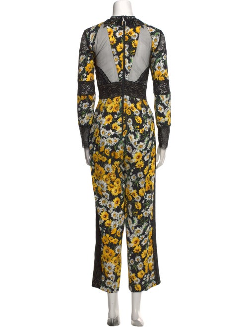 Naeem Khan Floral Print V-Neck Jumpsuit
