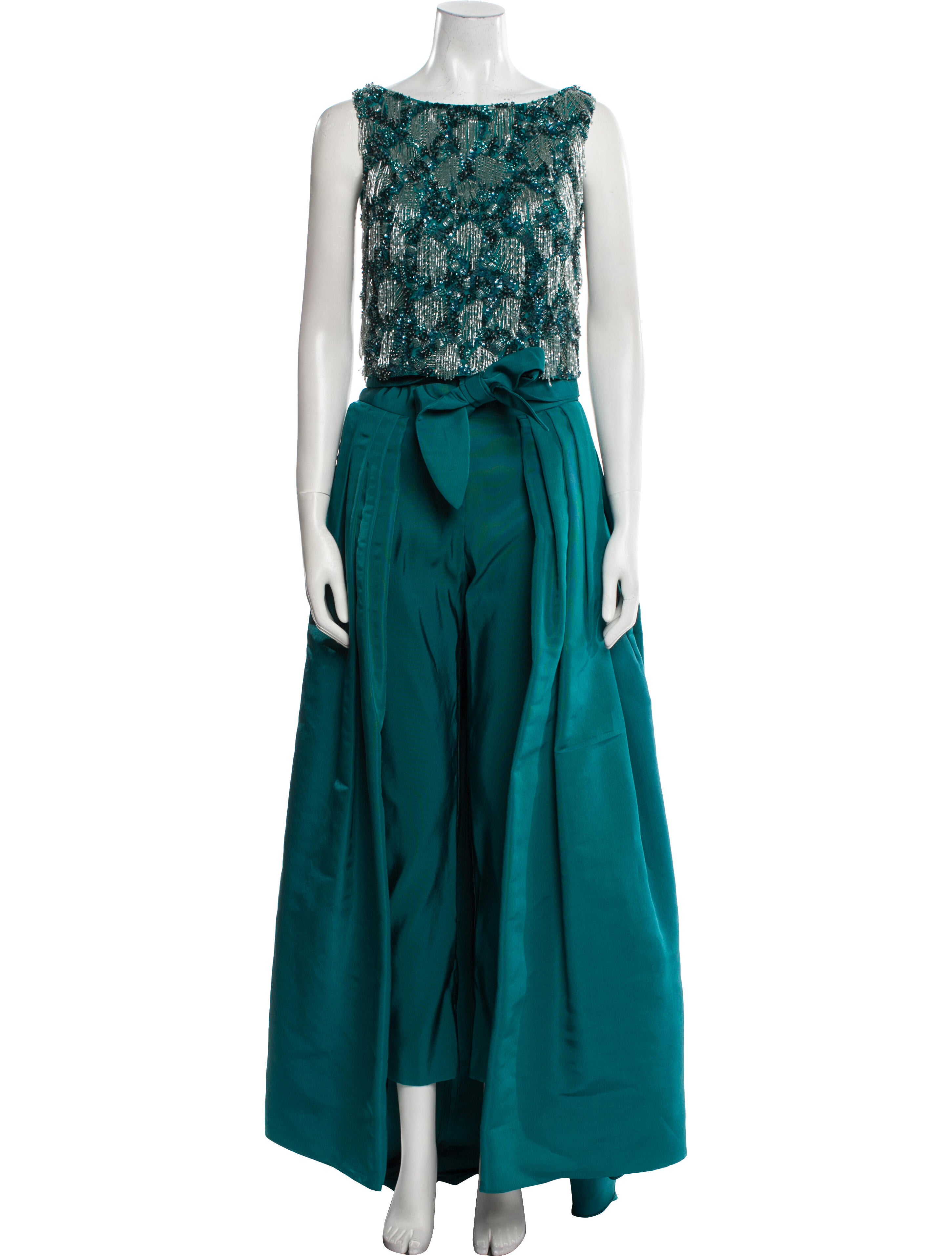 Naeem Khan Silk Beaded Accents Skirt Set