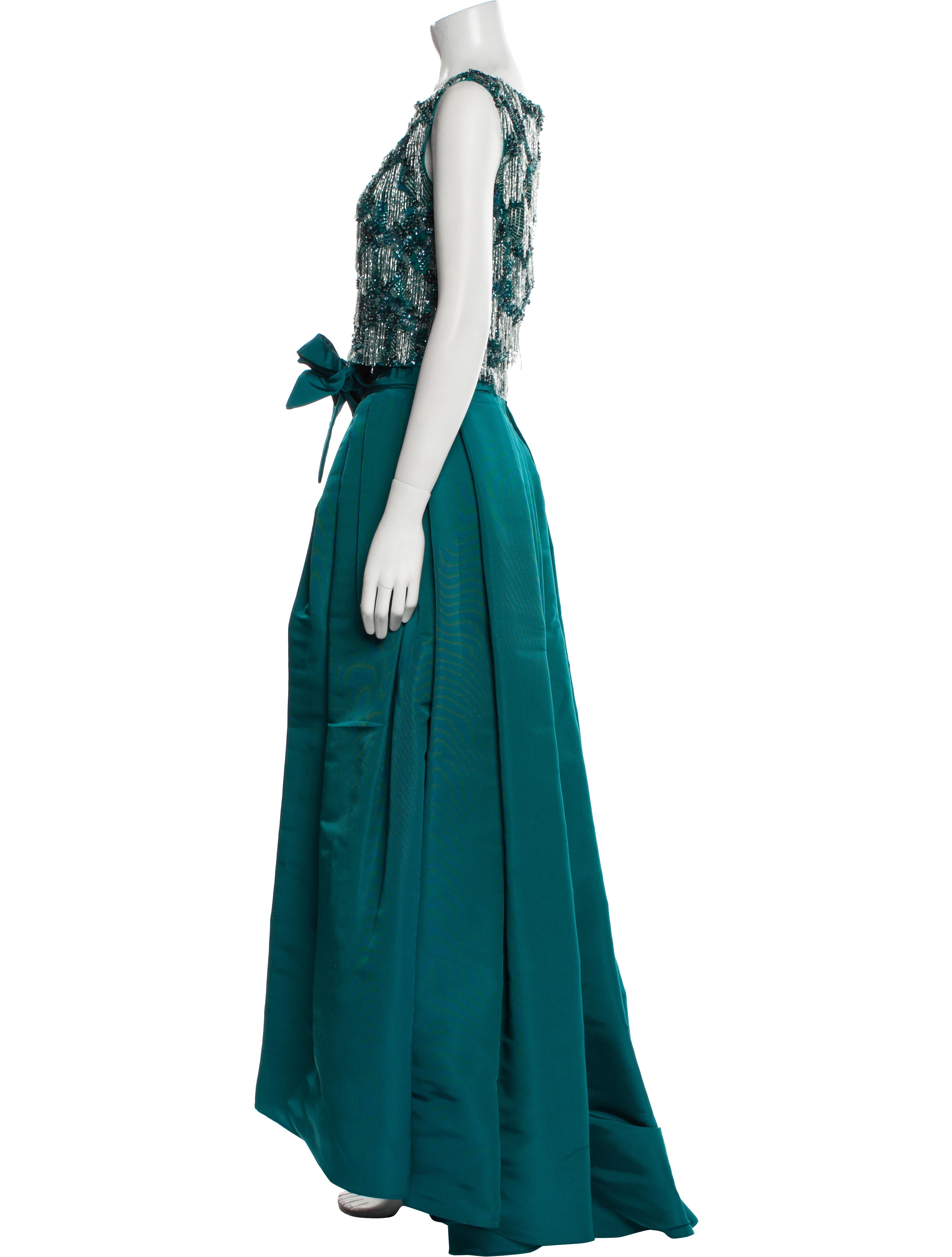 Naeem Khan Silk Beaded Accents Skirt Set