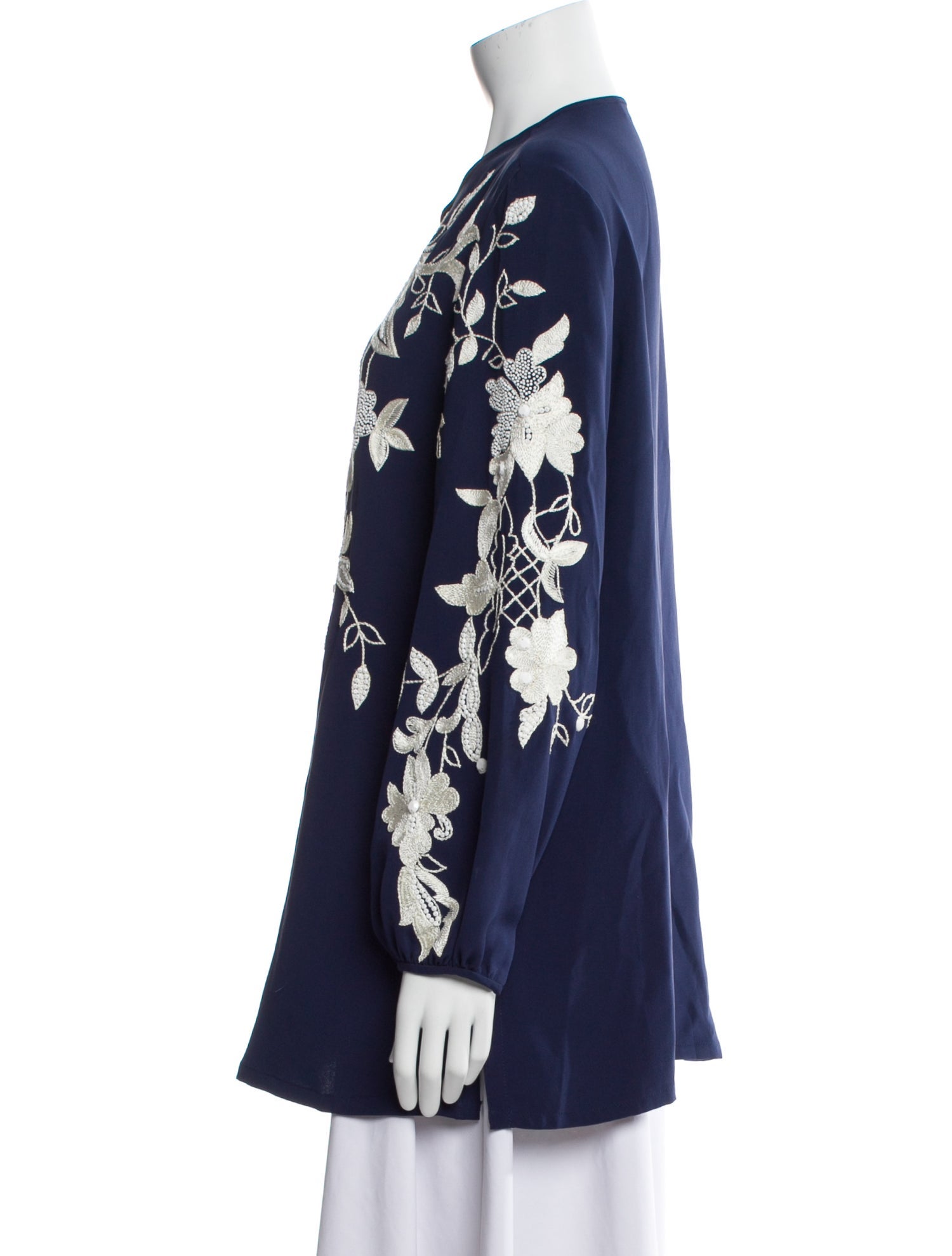 Naeem Khan Floral Print V-Neck Tunic