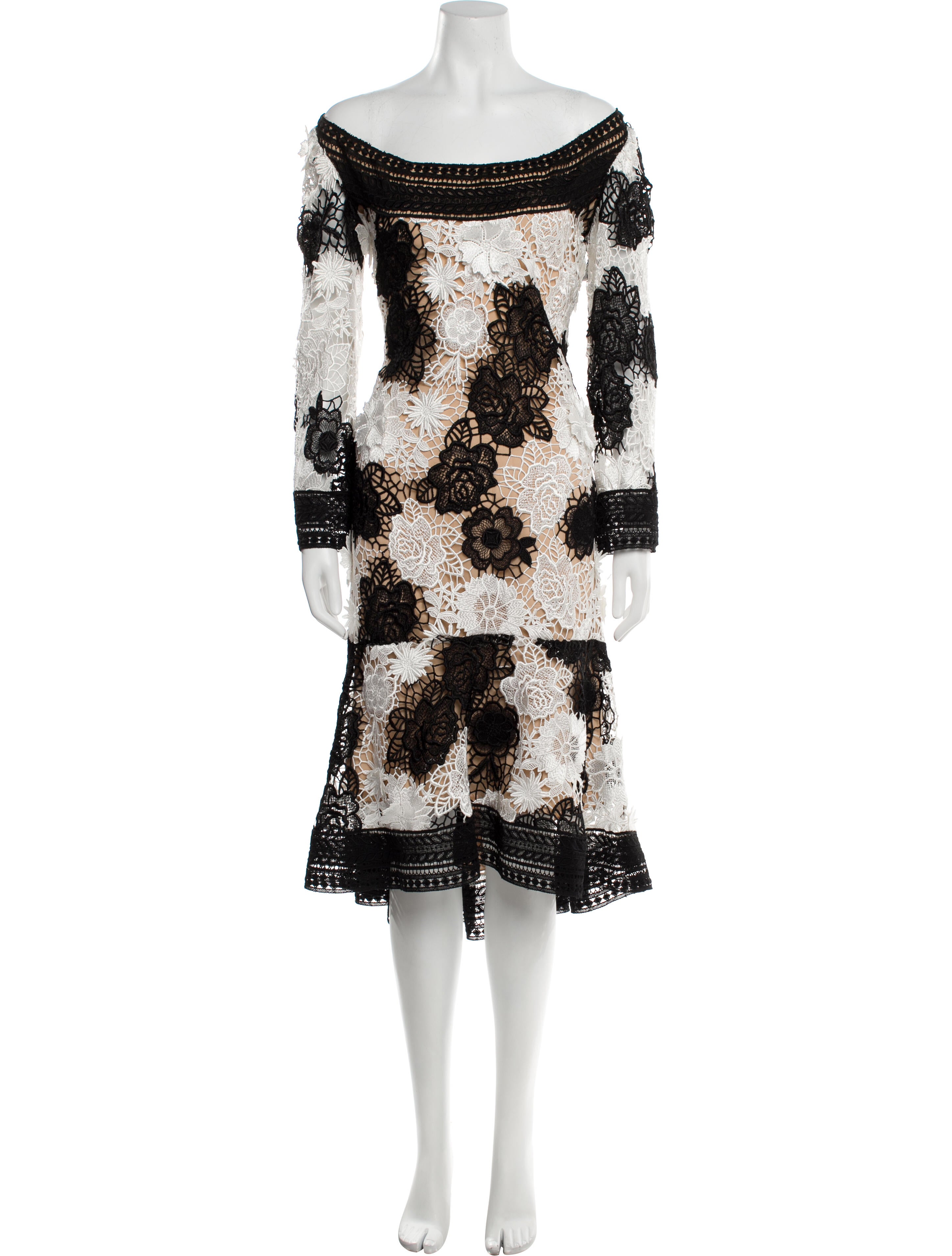 Naeem Khan Lace Pattern Midi Length Dress