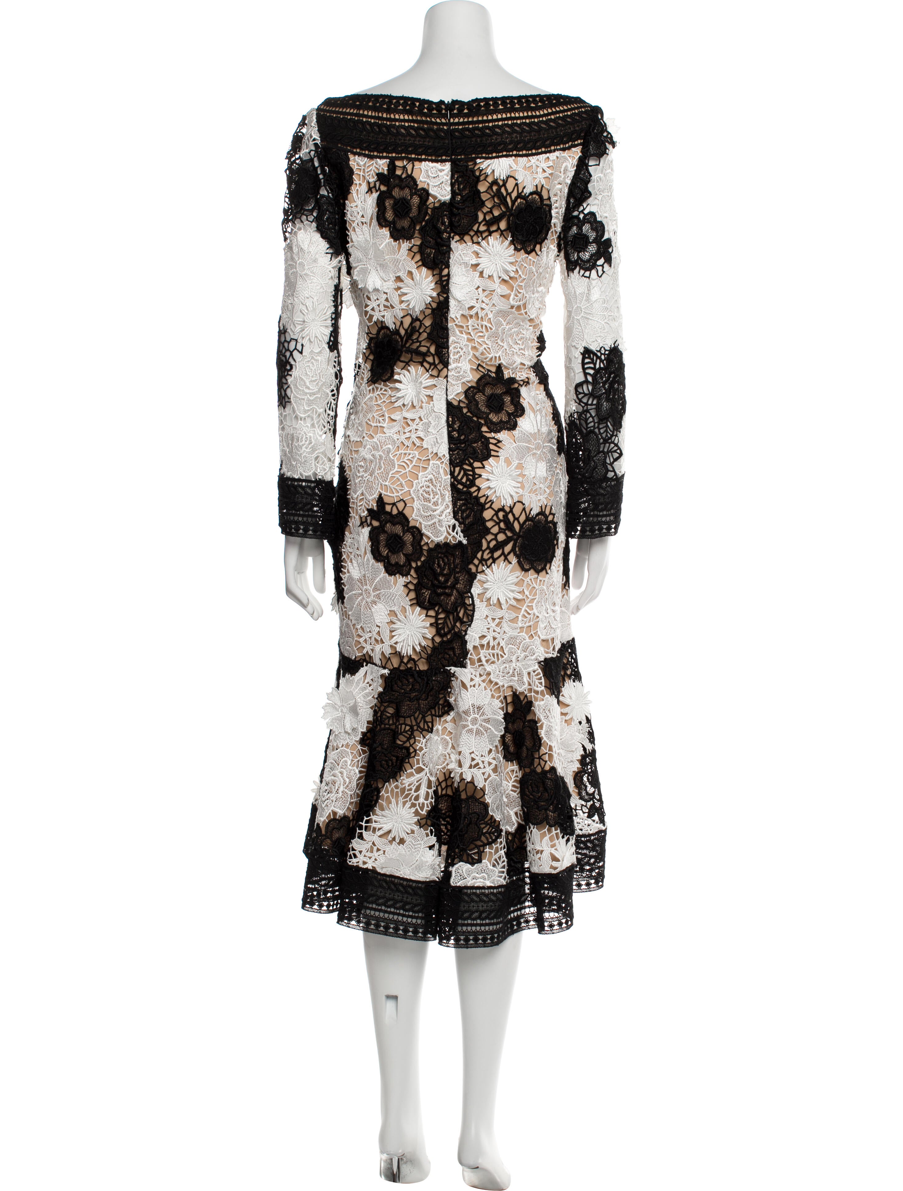 Naeem Khan Lace Pattern Midi Length Dress