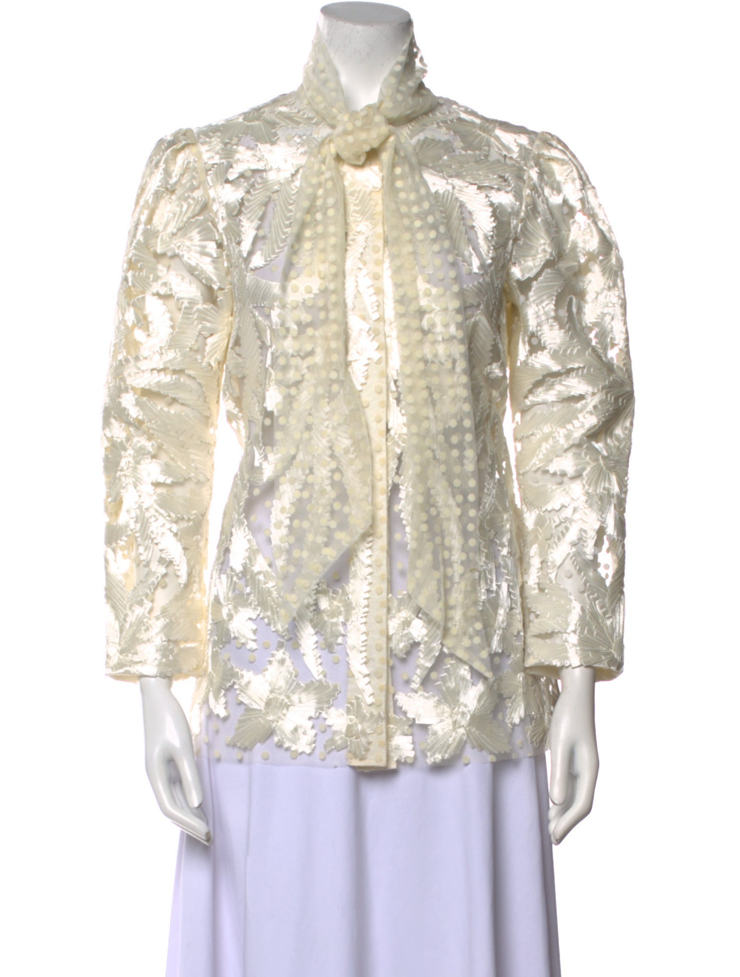 Naeem Khan Mock Neck Three-Quarter Sleeve Button-Up Top