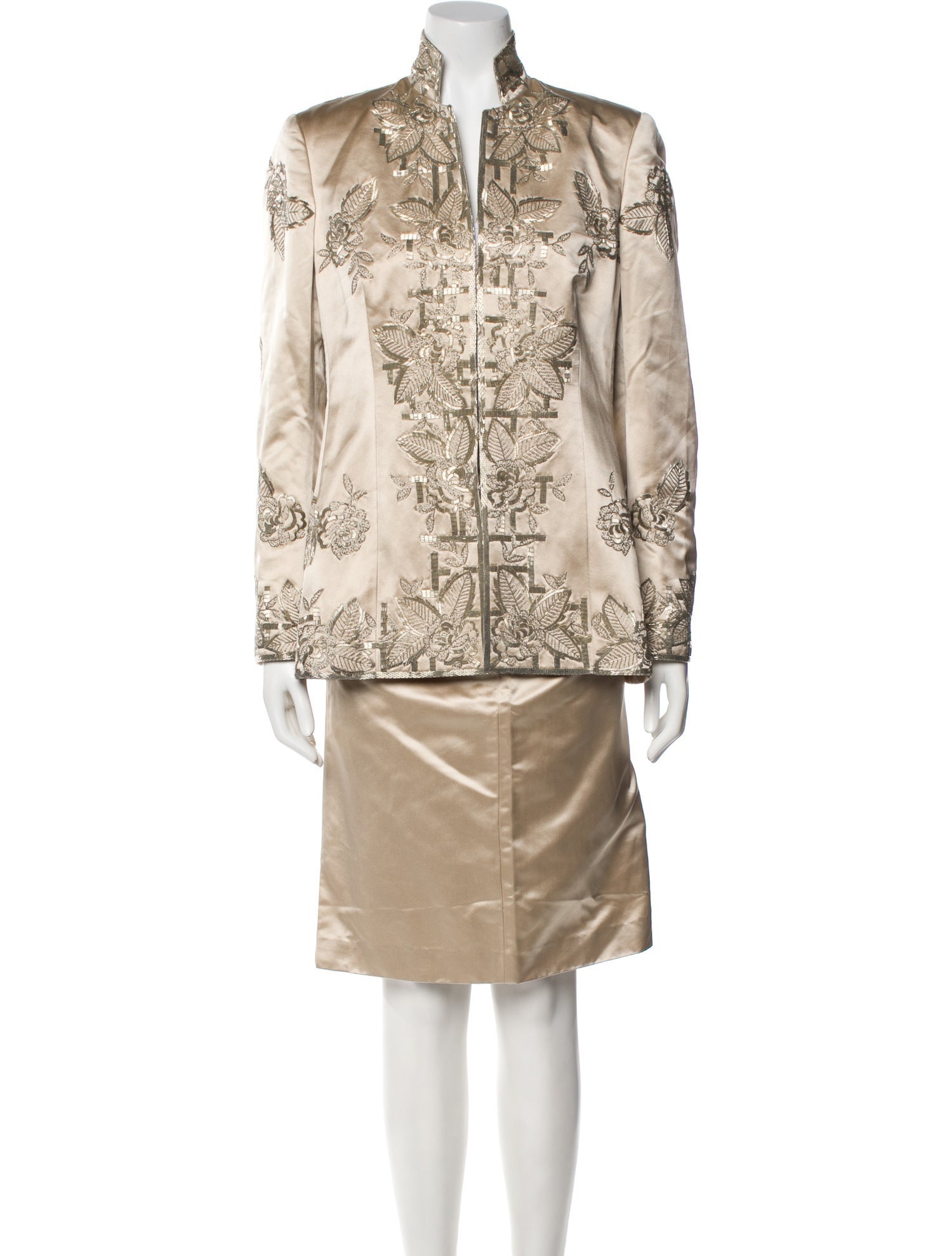 Naeem Khan Silk Printed Skirt Suit