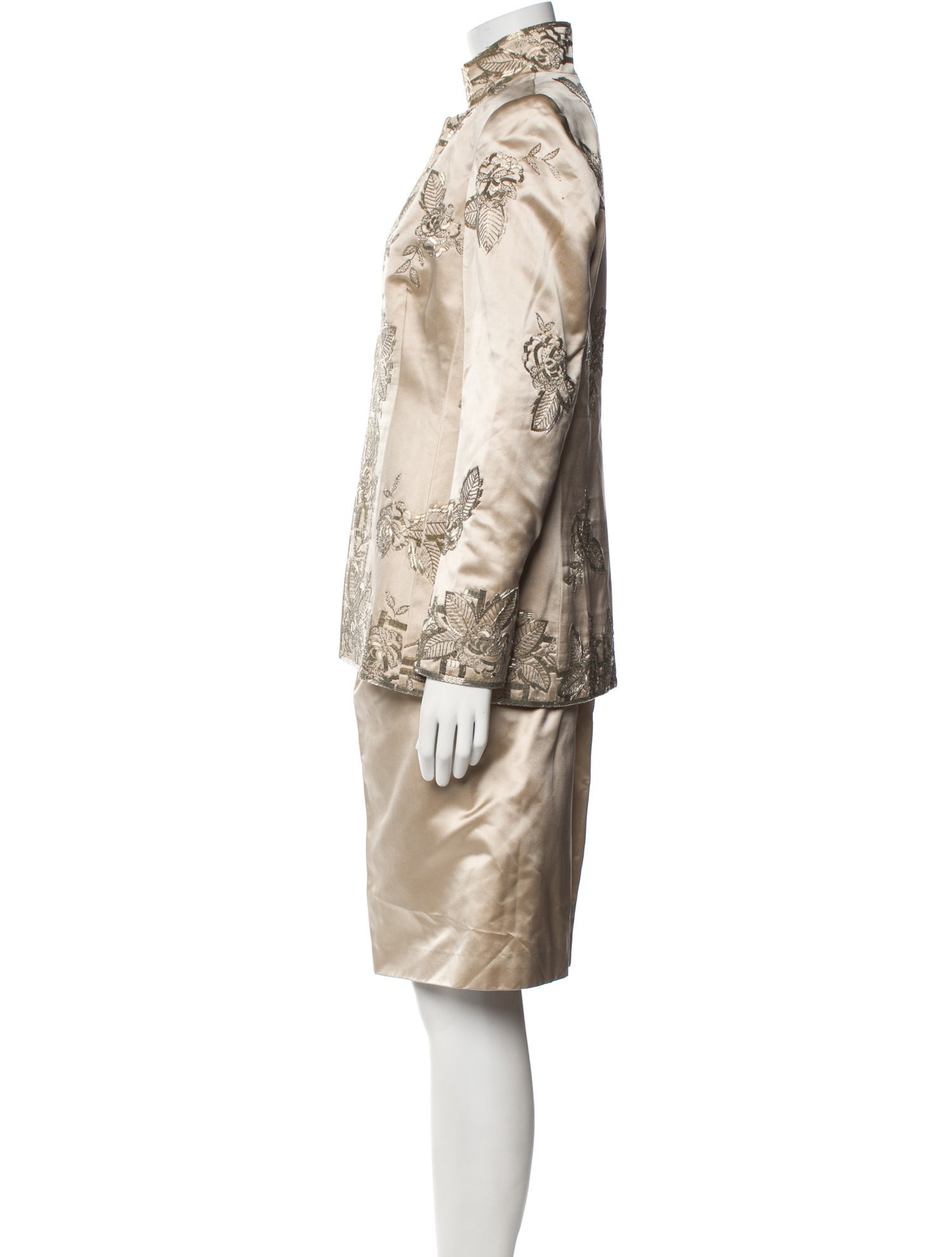 Naeem Khan Silk Printed Skirt Suit