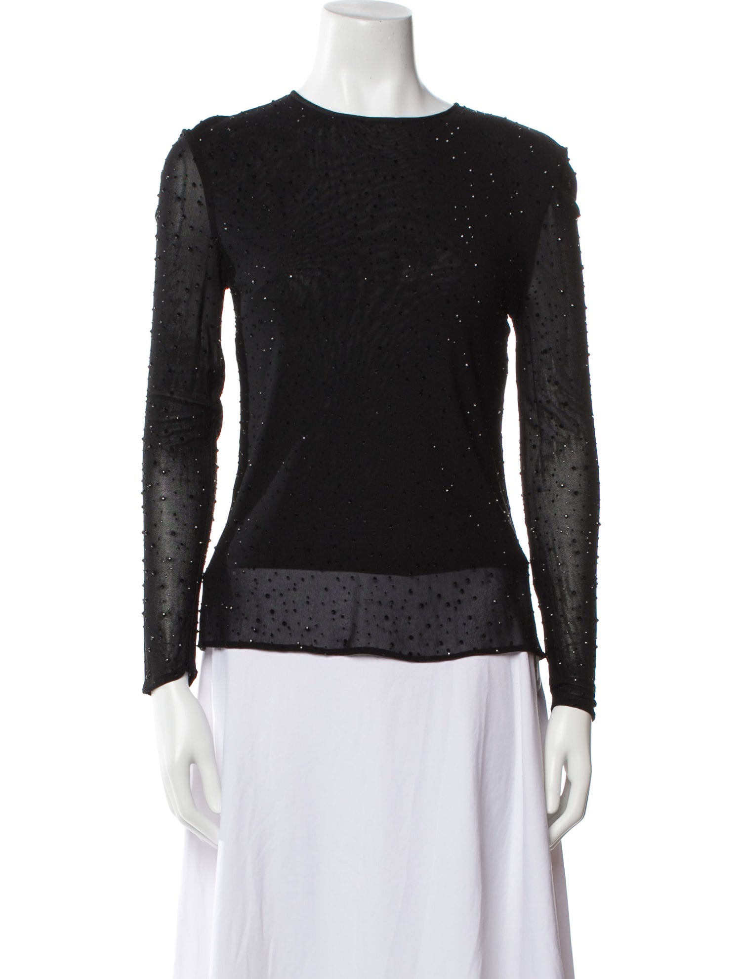 Naeem Khan Bateau Neckline Long Sleeve Top