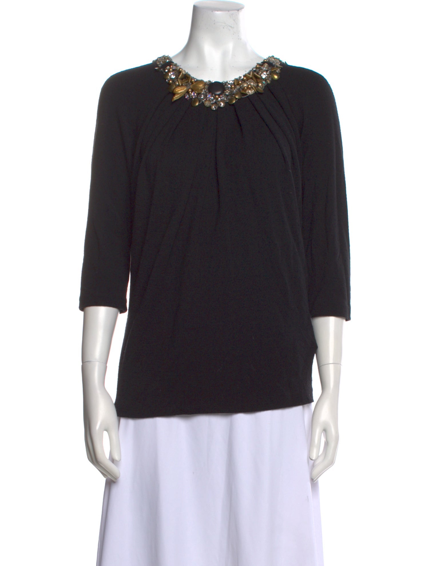 Naeem Khan Wool Scoop Neck Top