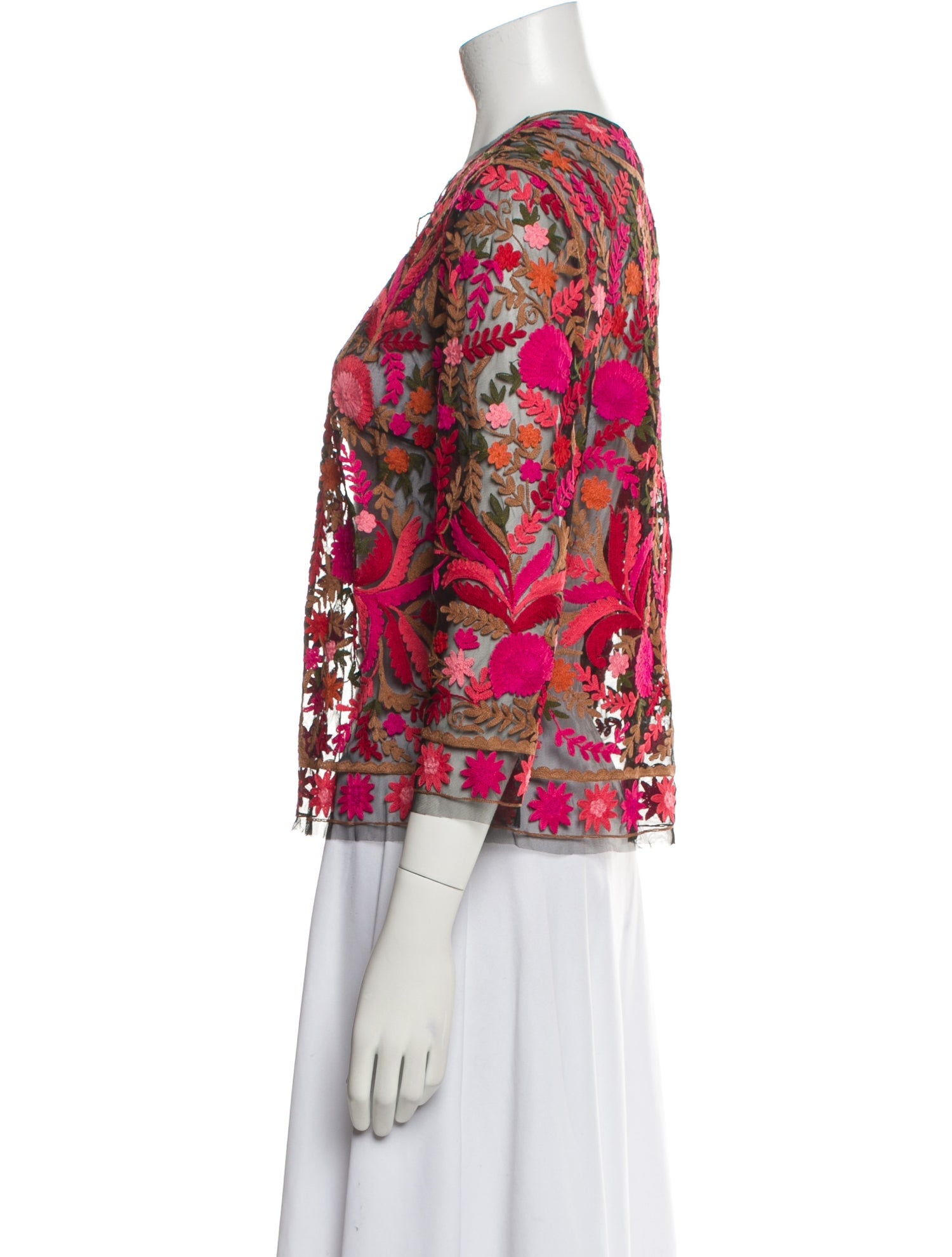 Naeem Khan Silk Floral Print Evening Jacket