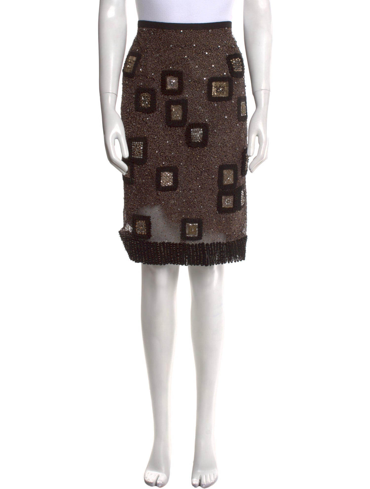 Naeem Khan Silk Knee-Length Skirt