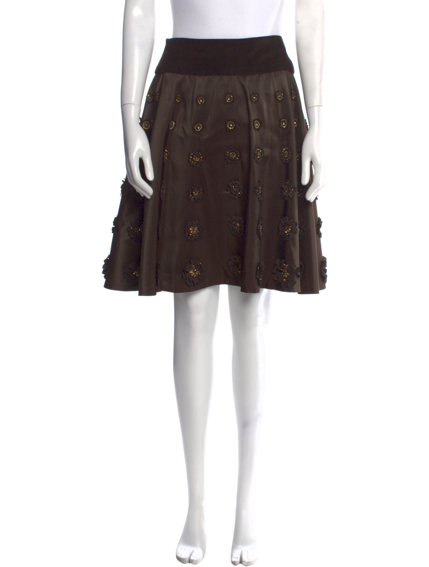 Naeem Khan Silk Knee-Length Skirt