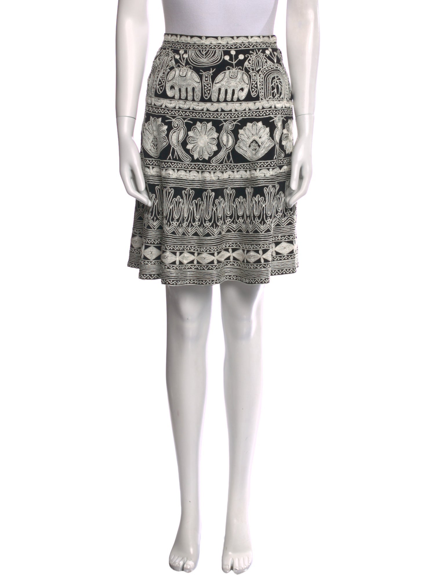 Naeem Khan Silk Knee-Length Skirt