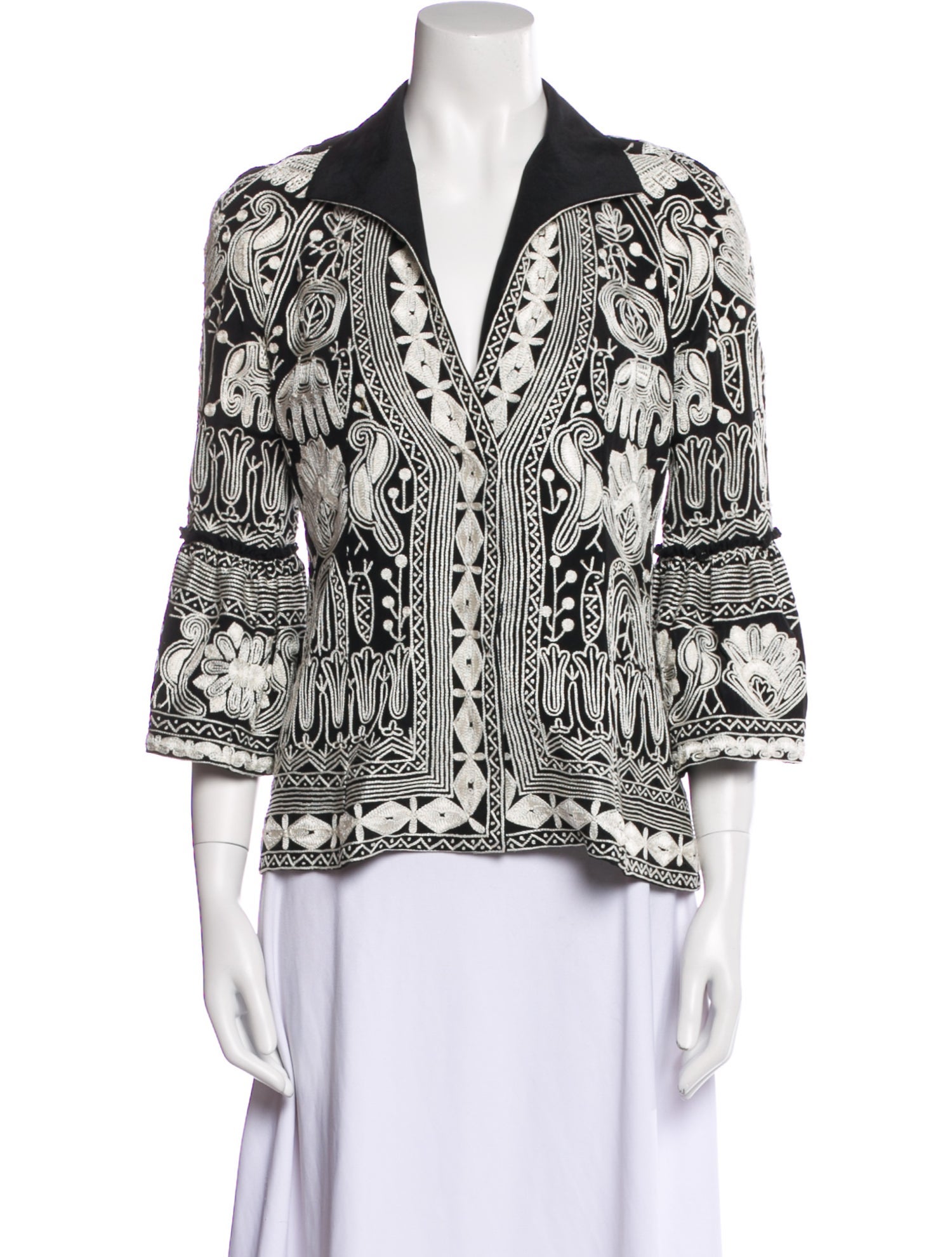 Naeem Khan Silk Printed Blazer