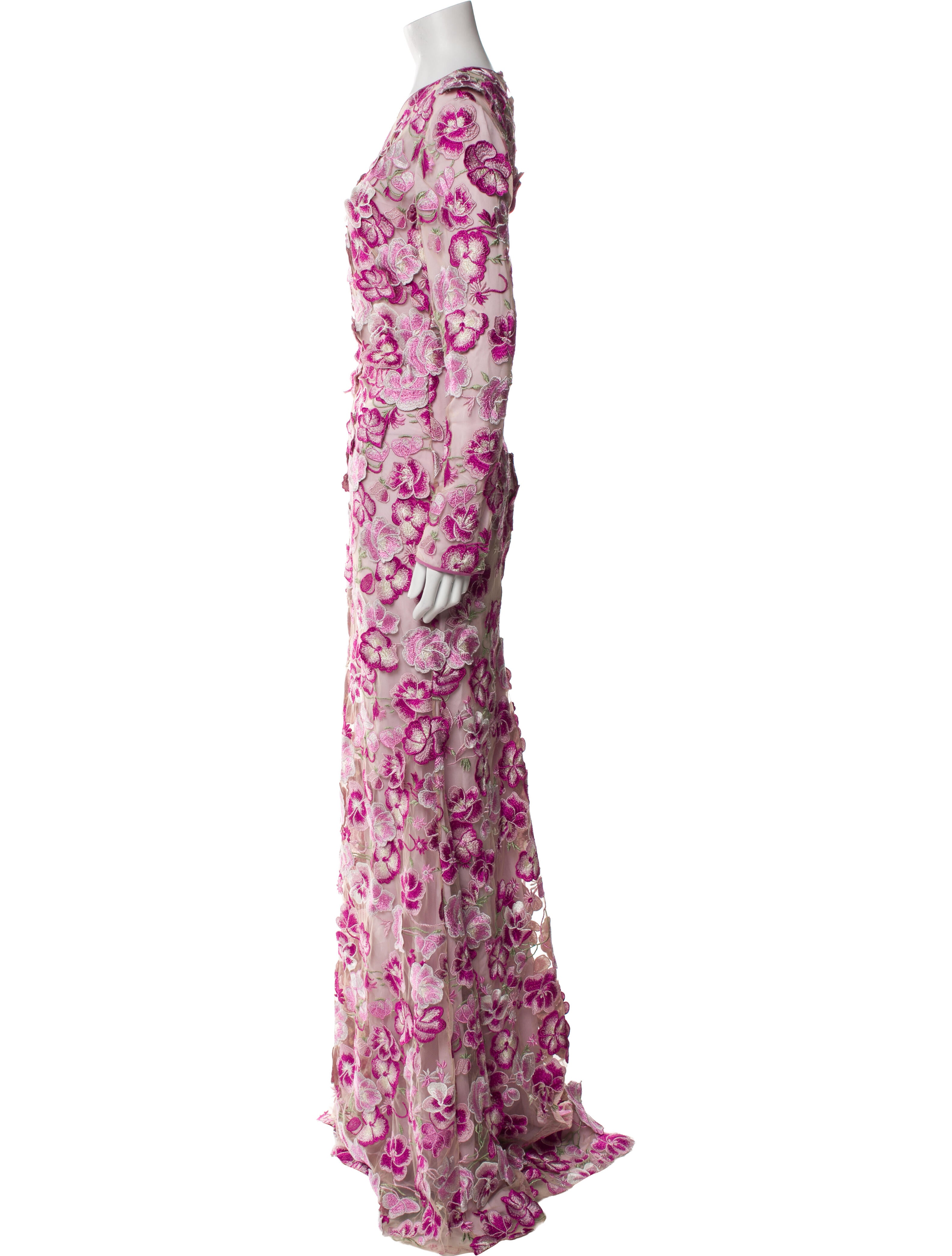 Naeem Khan Floral Print Long Dress