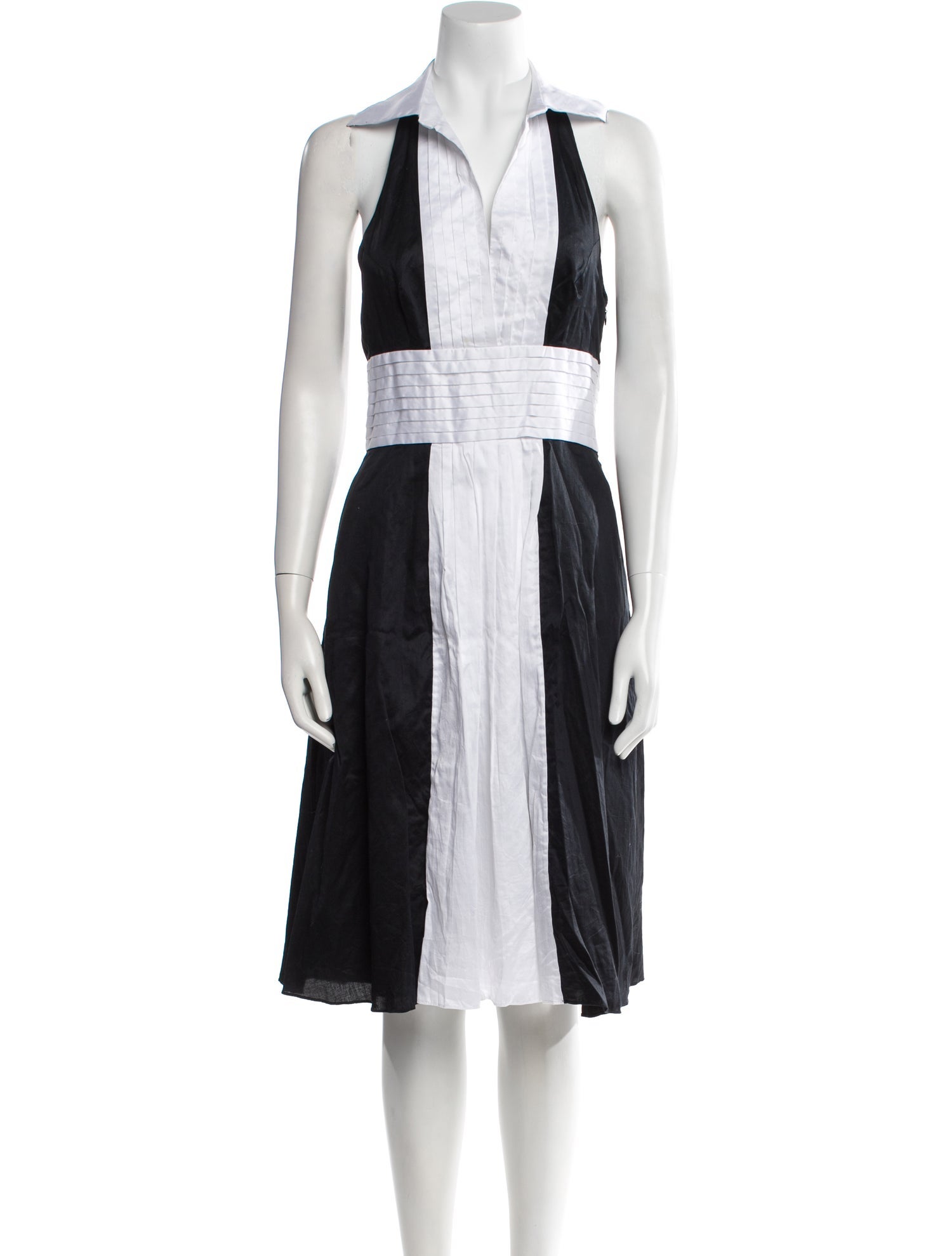 Naeem Khan Colorblock Pattern Midi Length Dress