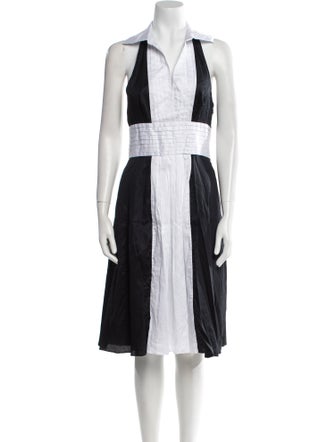 Naeem Khan Colorblock Pattern Midi Length Dress