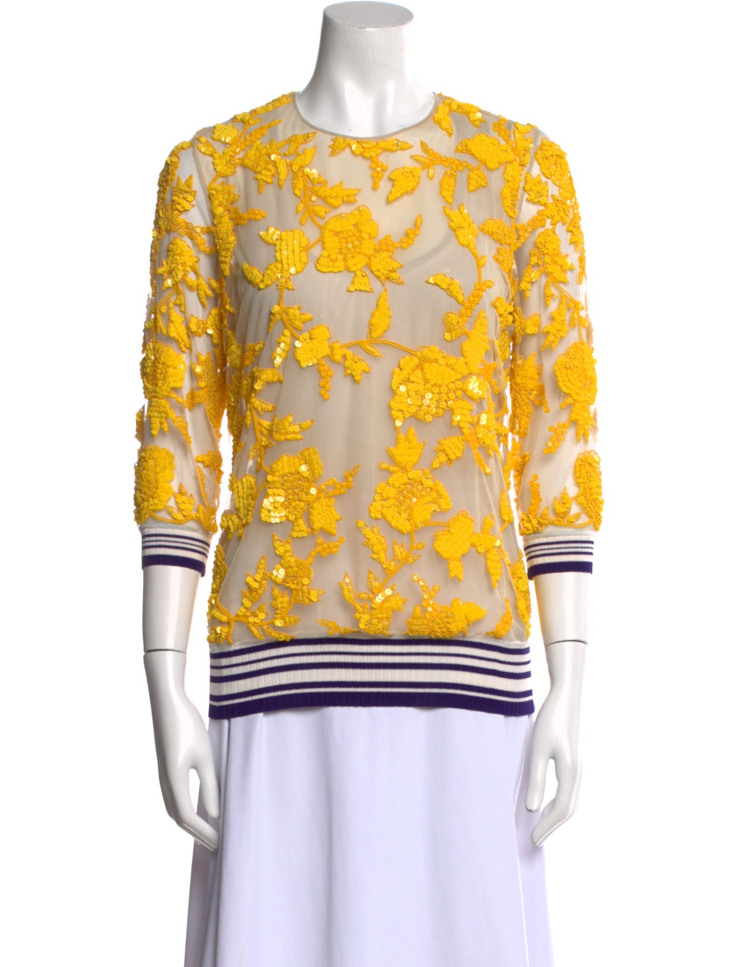 Naeem Khan Silk Floral Print Sweatshirt
