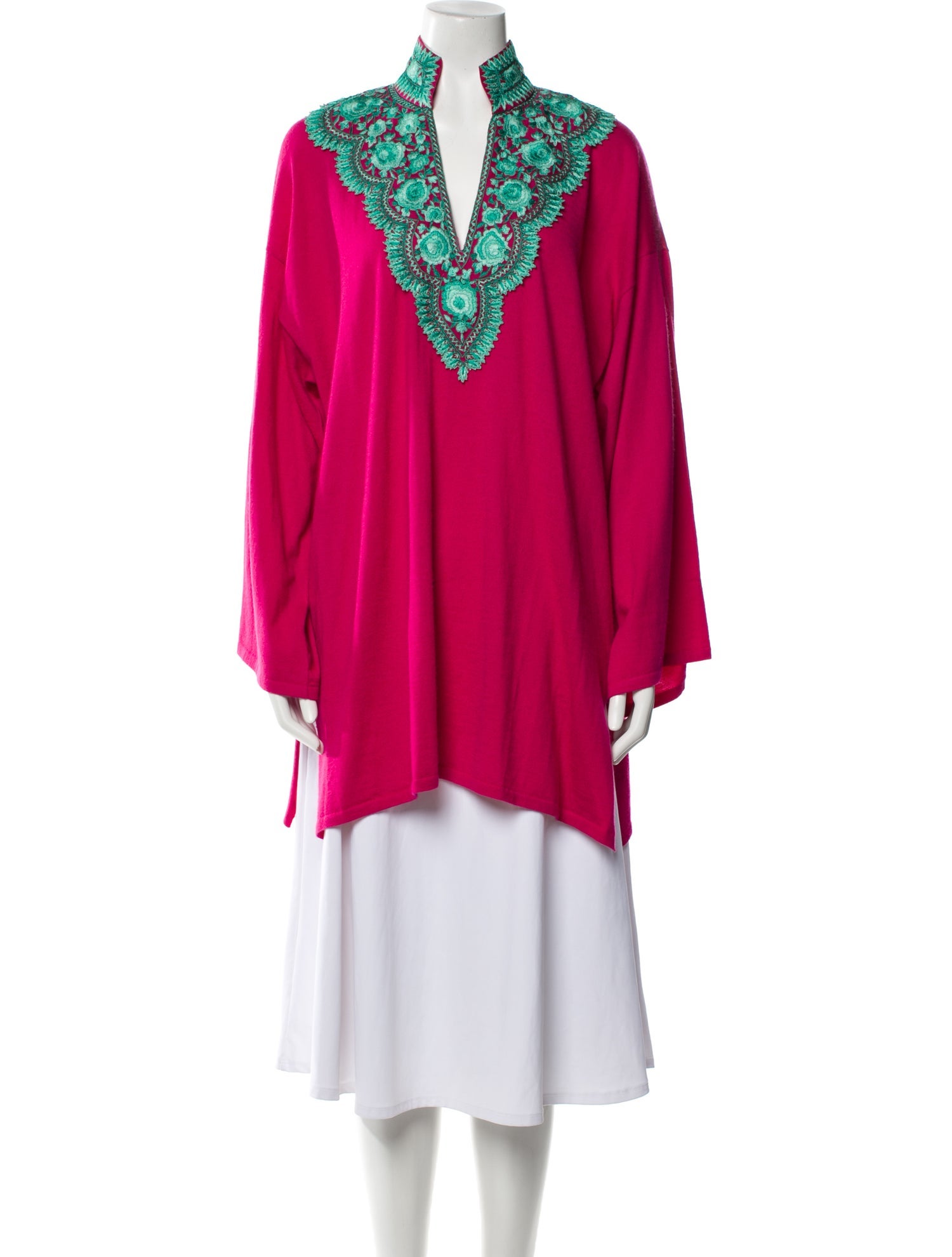 Naeem Khan Silk V-Neck Sweater