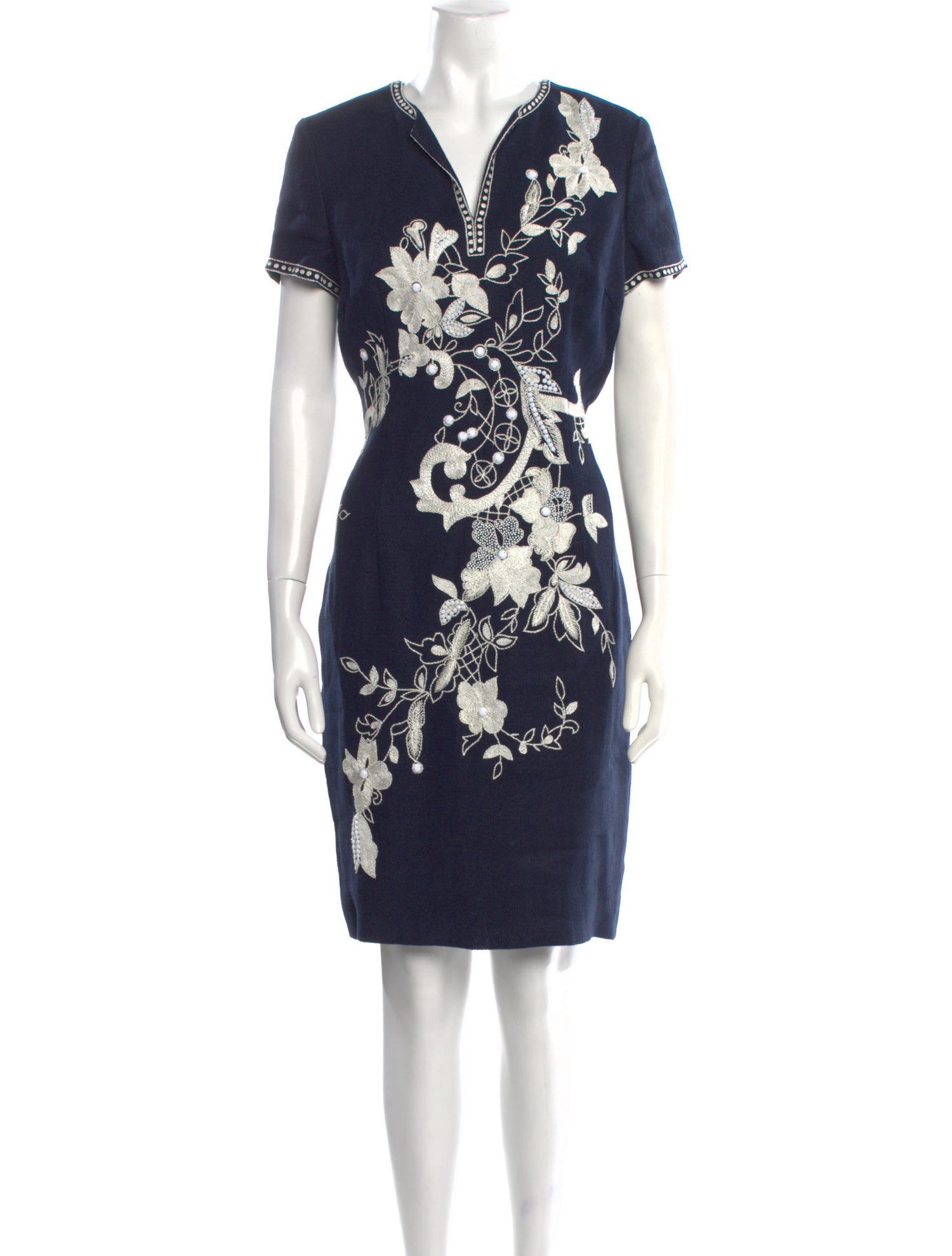 Naeem Khan Linen Knee-Length Dress