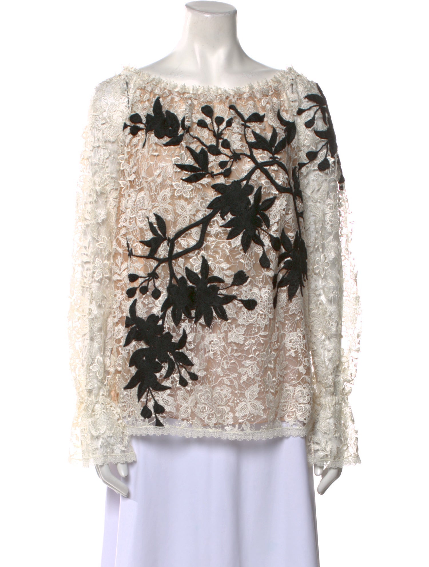 Naeem Khan Silk Lace Pattern Blouse w/ Tags