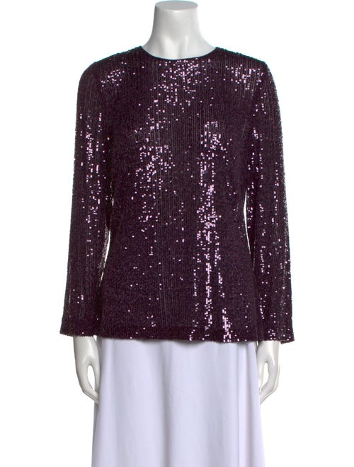 Naeem Khan Patterned Crew Neck Blouse