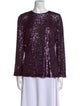 Naeem Khan Patterned Crew Neck Blouse