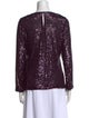 Naeem Khan Patterned Crew Neck Blouse