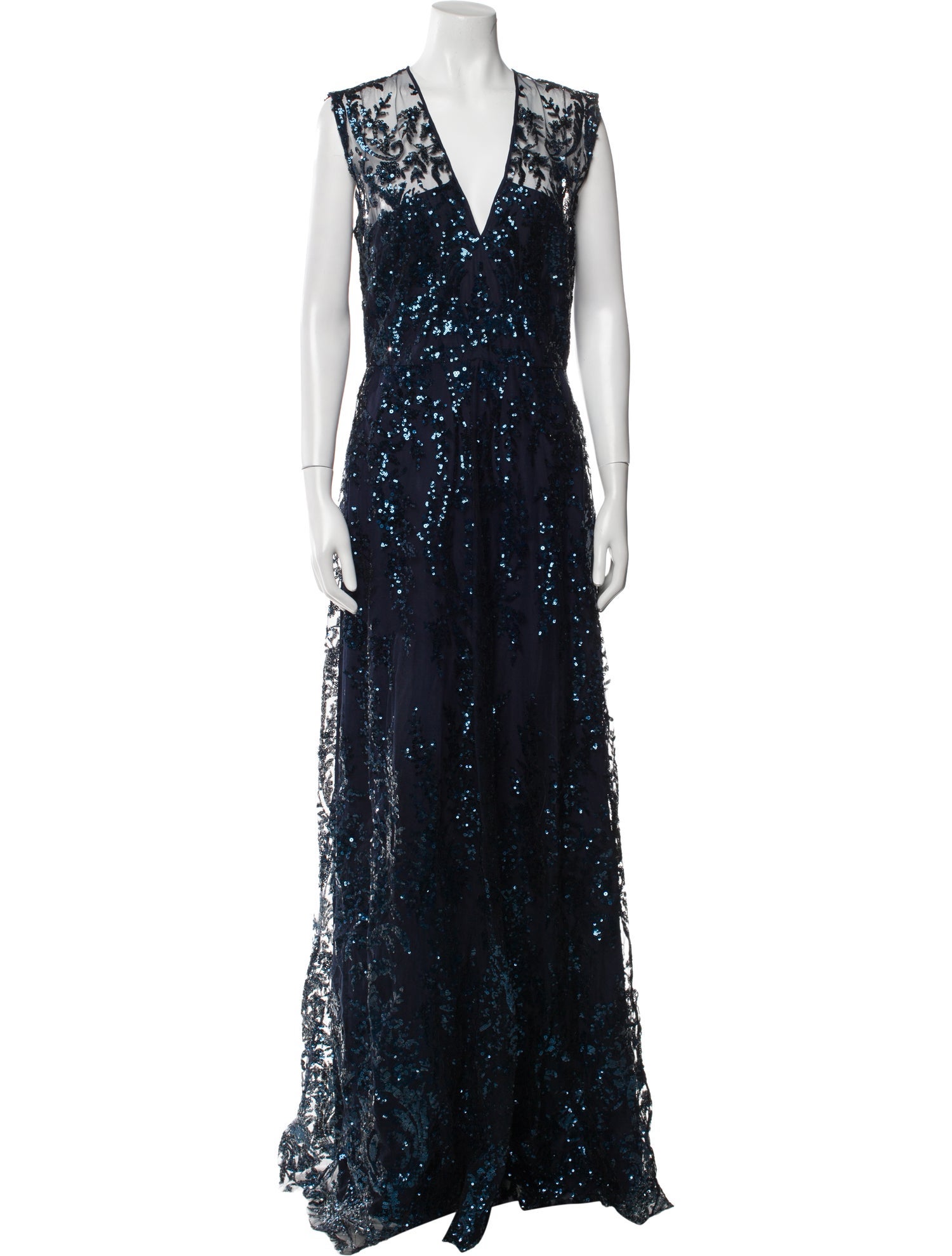 Naeem Khan V-Neck Long Dress