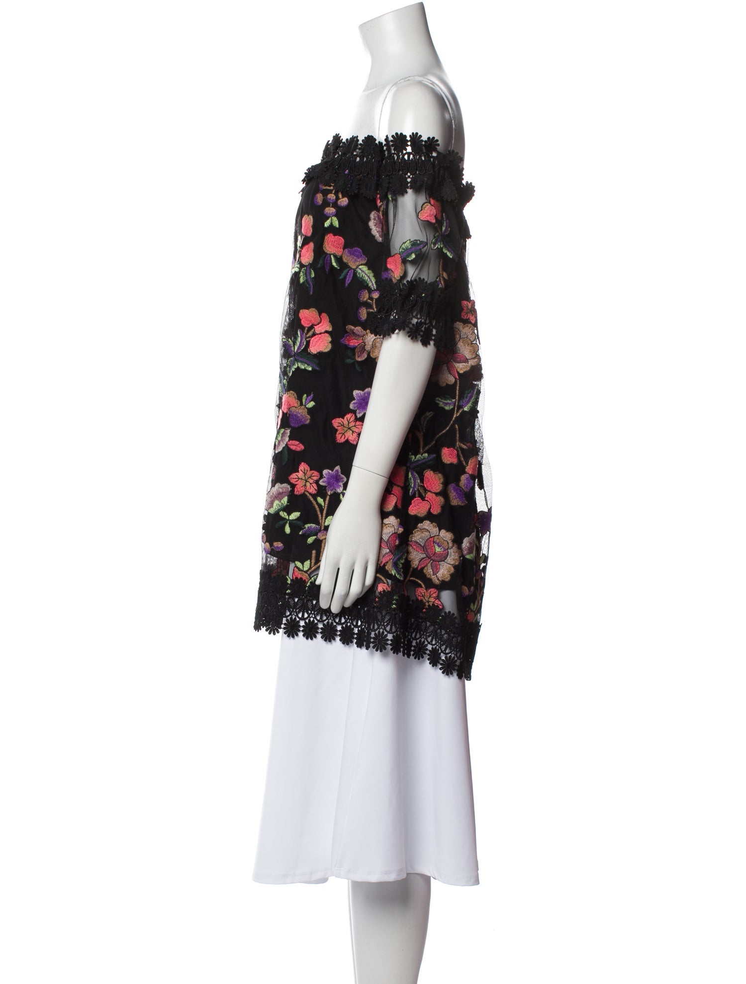Naeem Khan Floral Print Off-The-Shoulder Tunic