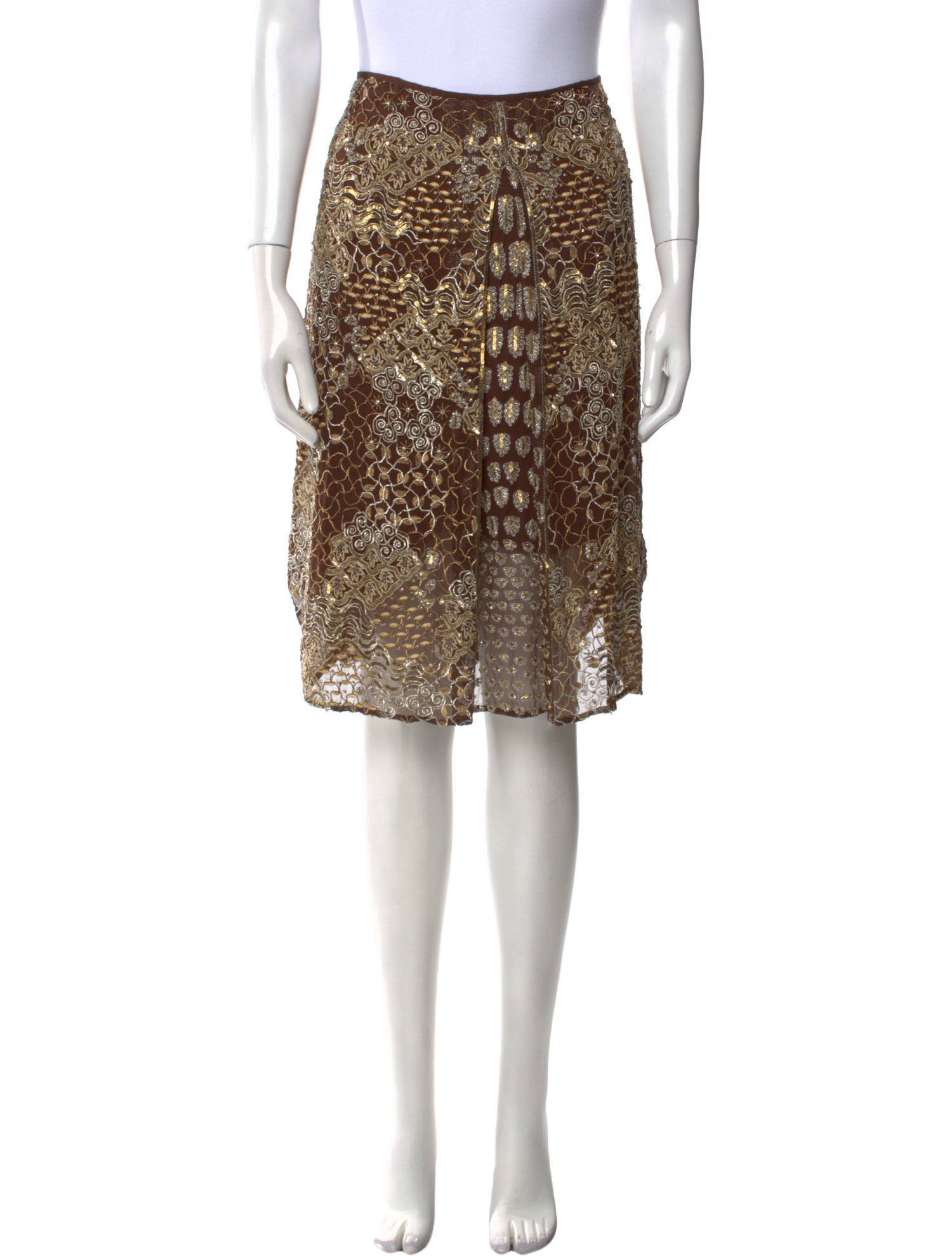 Naeem Khan Silk Knee-Length Skirt