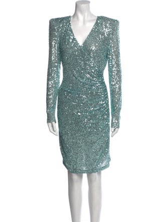 Naeem Khan V-Neck Knee-Length Dress