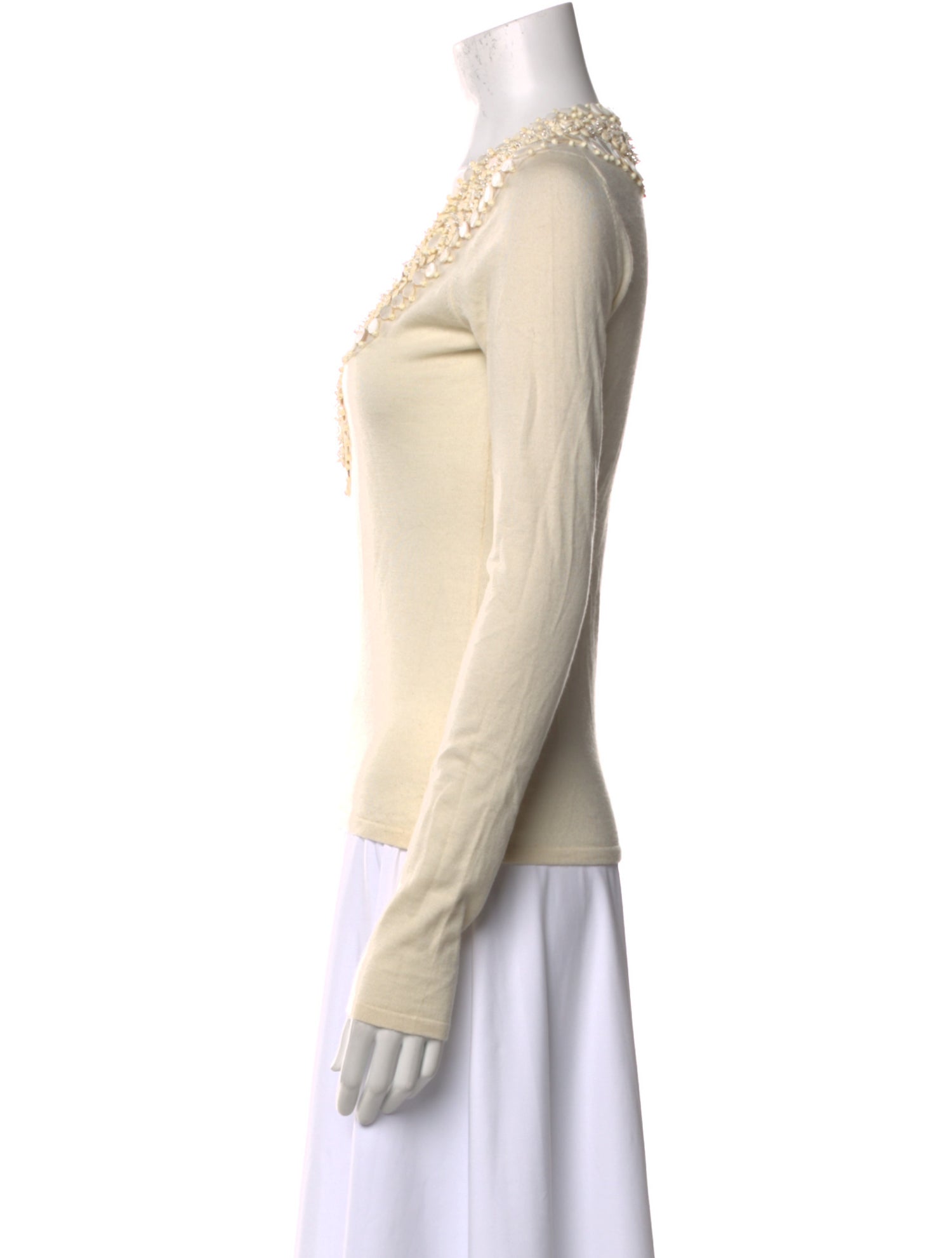 Naeem Khan Cashmere V-Neck Top