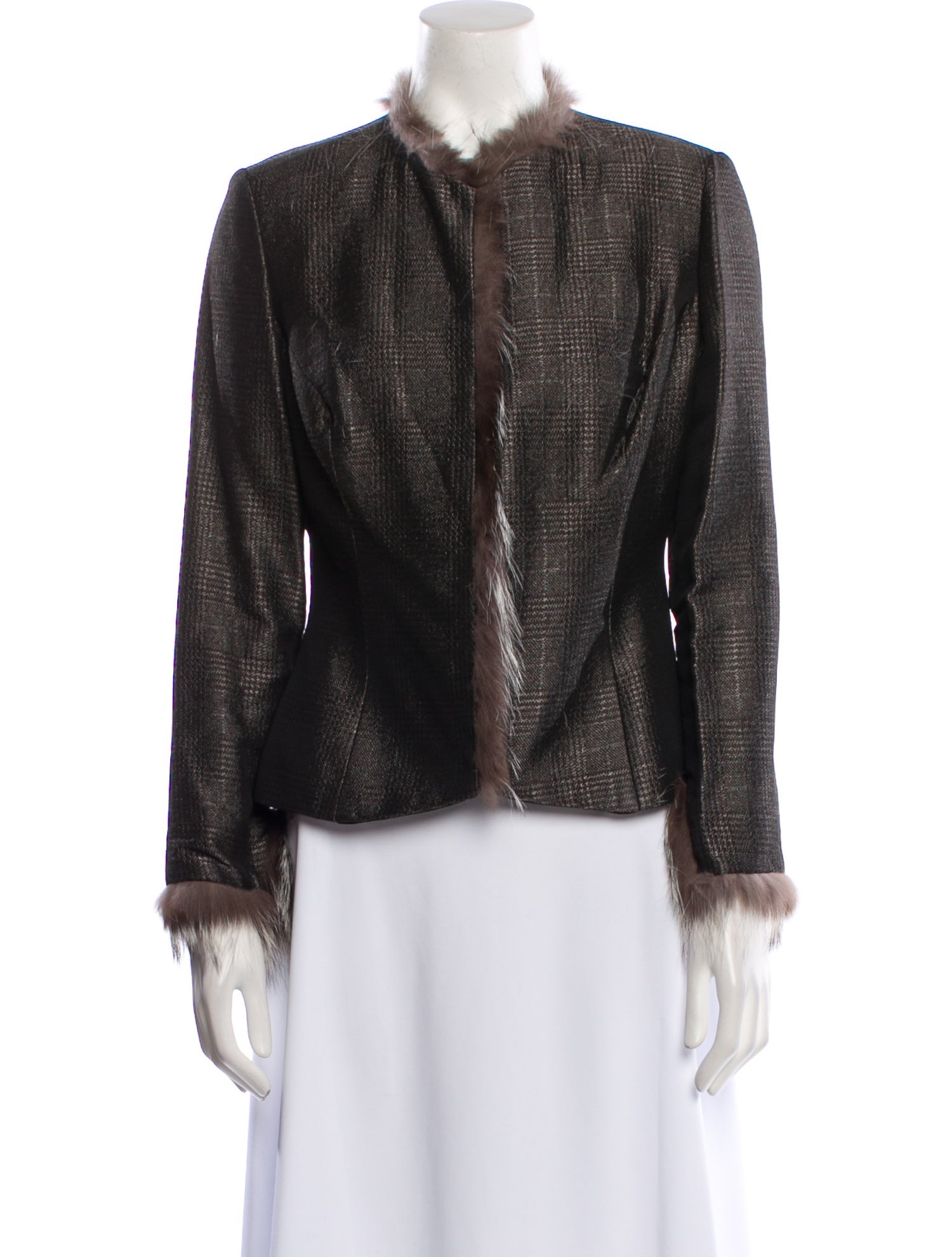 Naeem Khan Plaid Print Evening Jacket