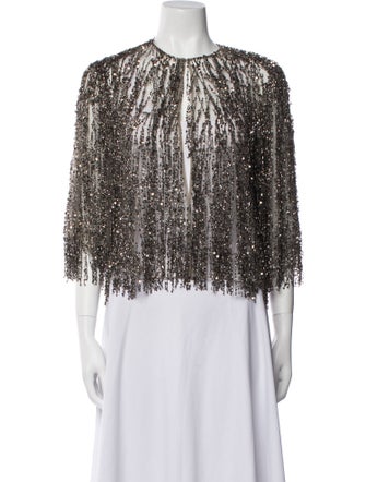 Naeem Khan Silk Printed Evening Jacket