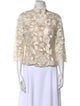 Naeem Khan Lace Pattern Mock Neck Sweater