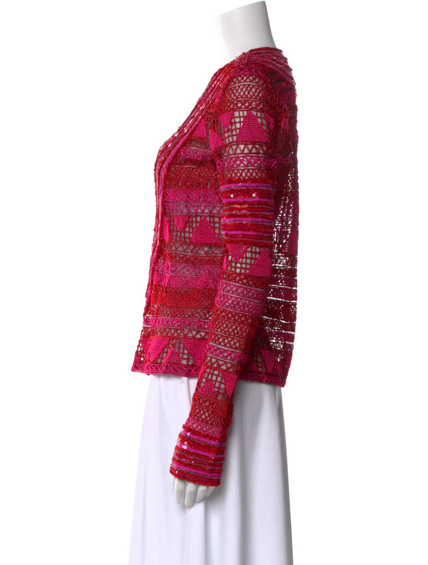 Naeem Khan Printed V-Neck Blouse