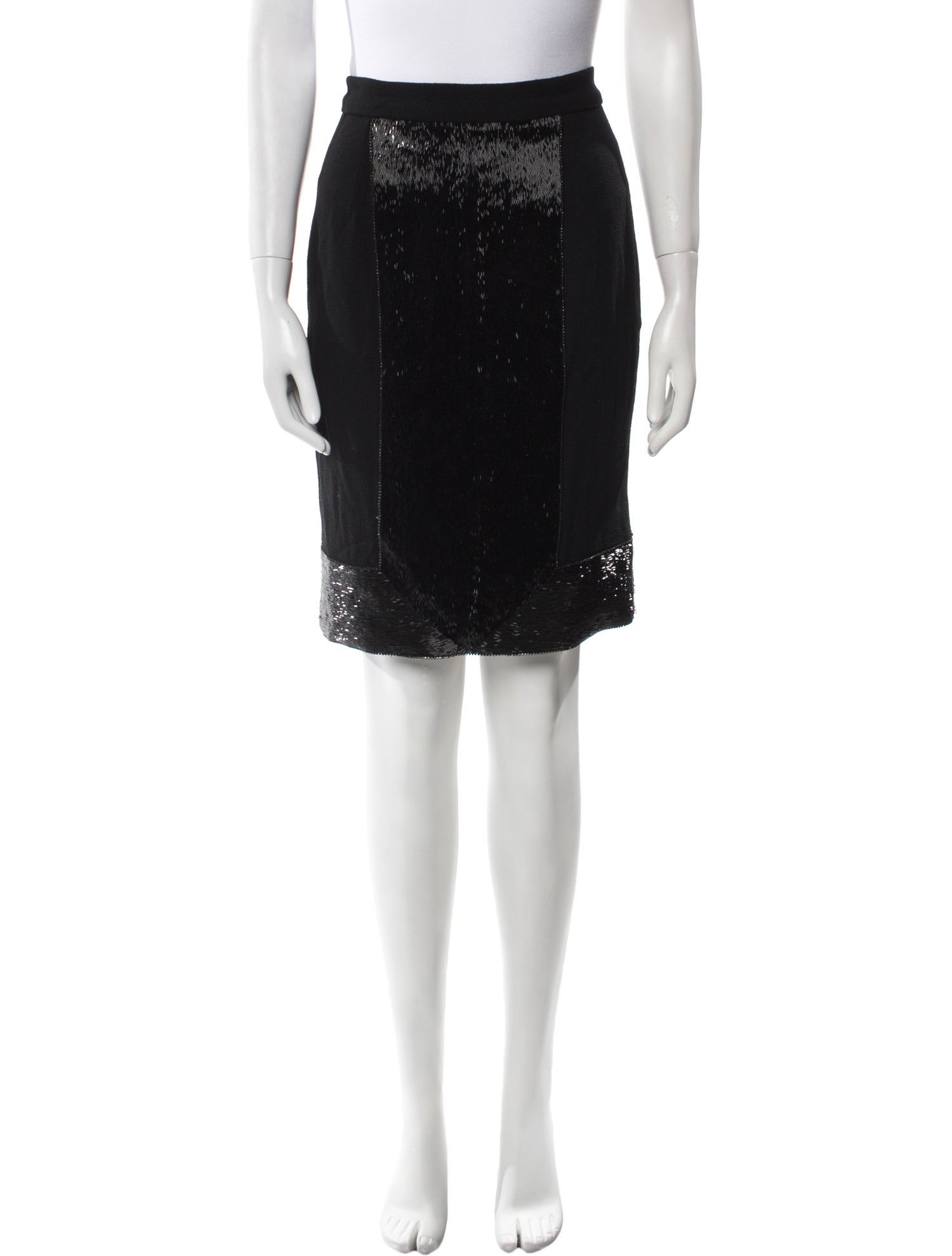Naeem Khan Beaded Accents Knee-Length Skirt