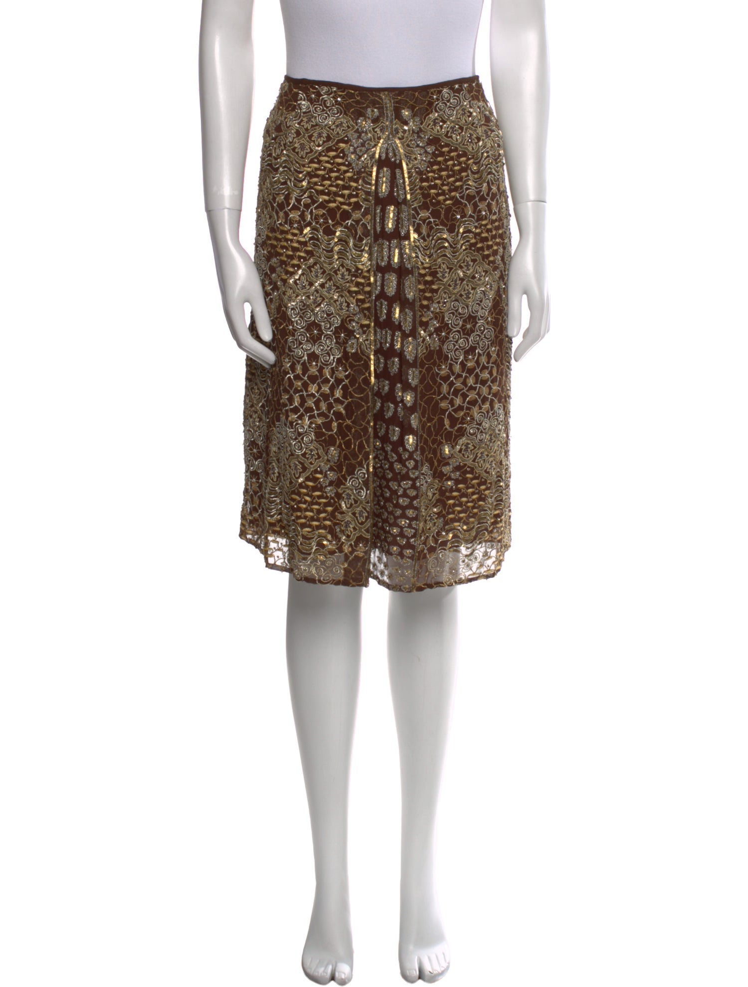 Naeem Khan Silk Knee-Length Skirt