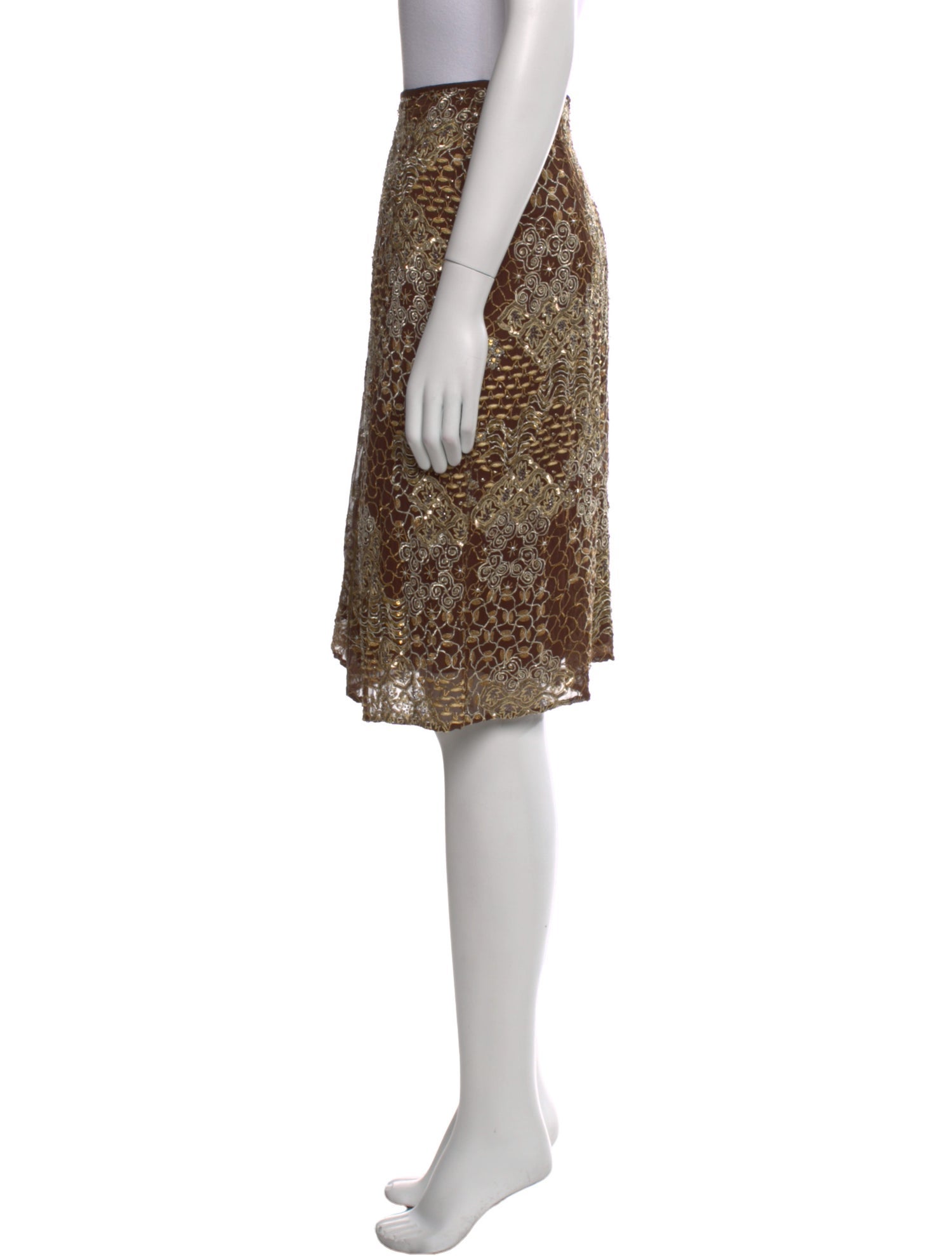 Naeem Khan Silk Knee-Length Skirt