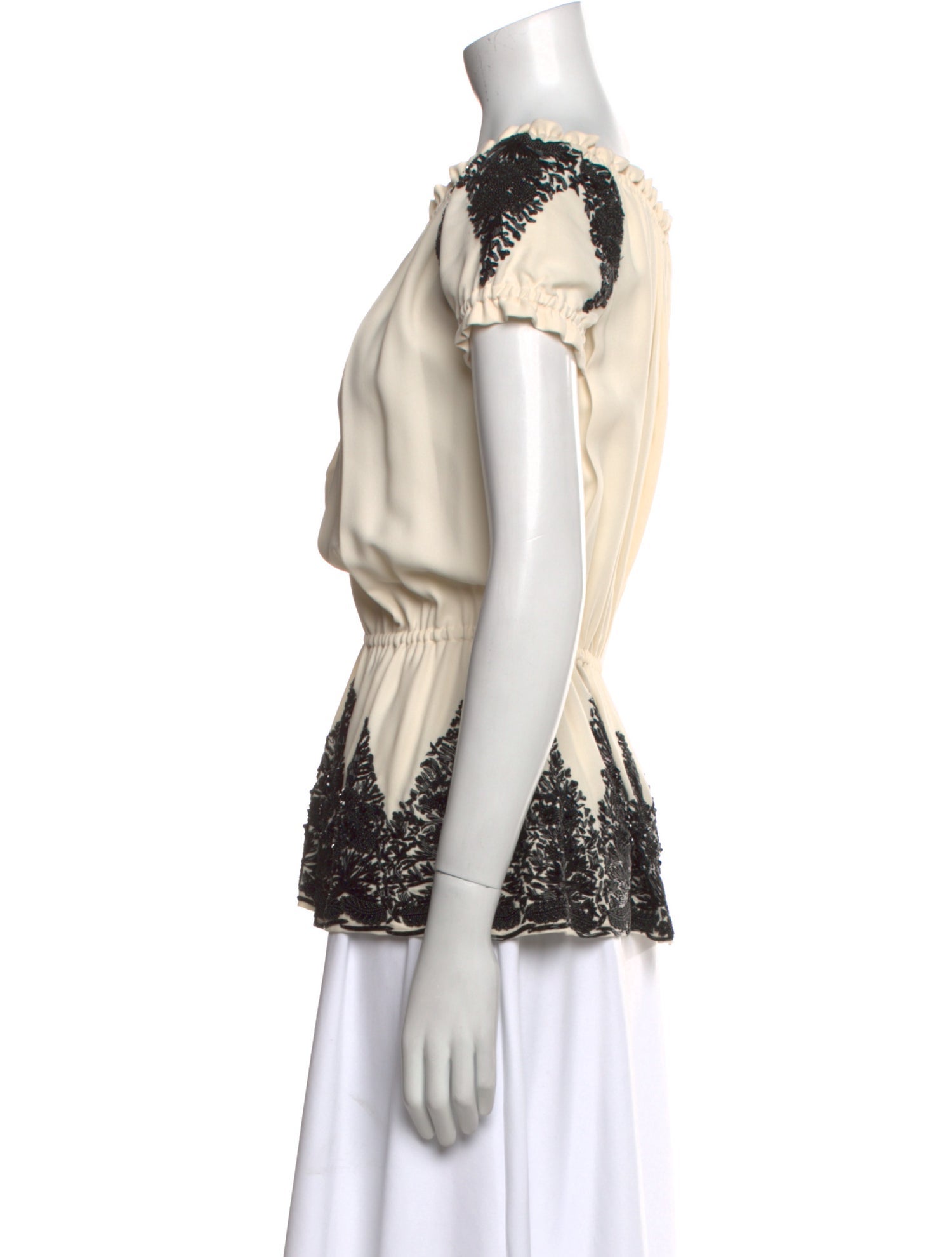 Naeem Khan Printed Scoop Neck Blouse