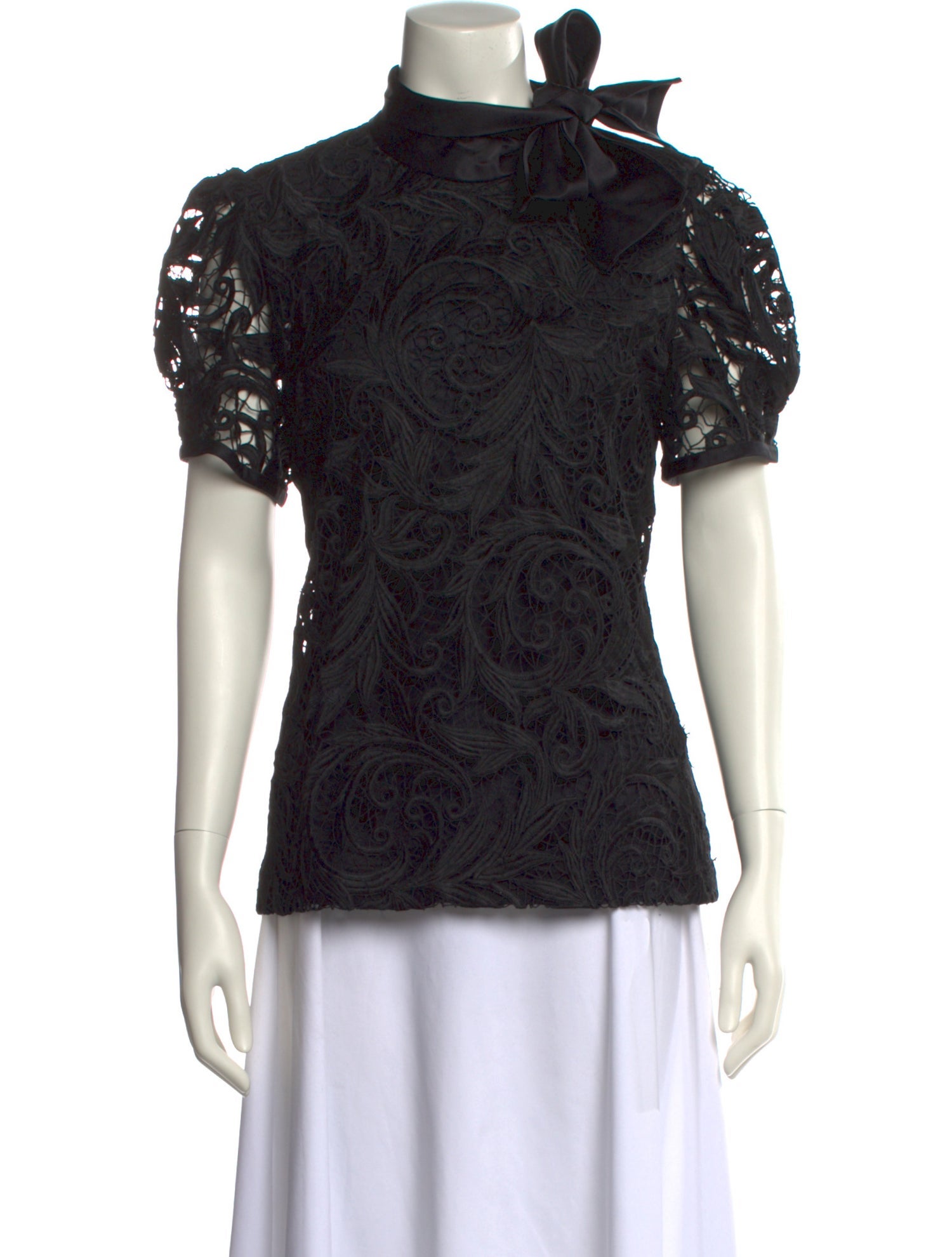 Naeem Khan Silk Lace Pattern Blouse