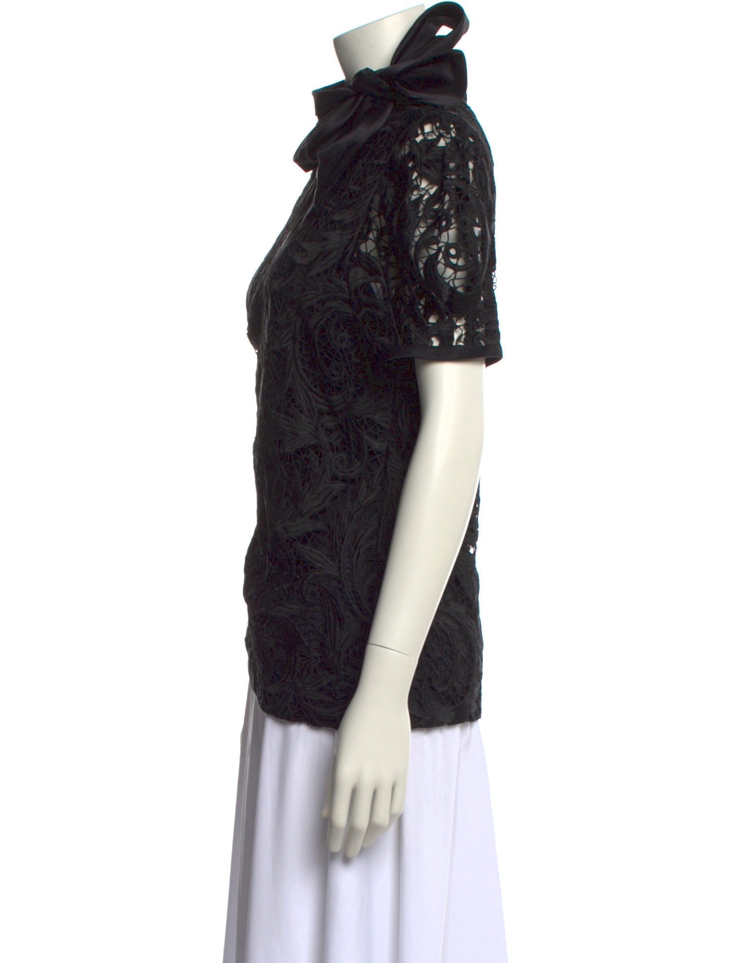 Naeem Khan Silk Lace Pattern Blouse