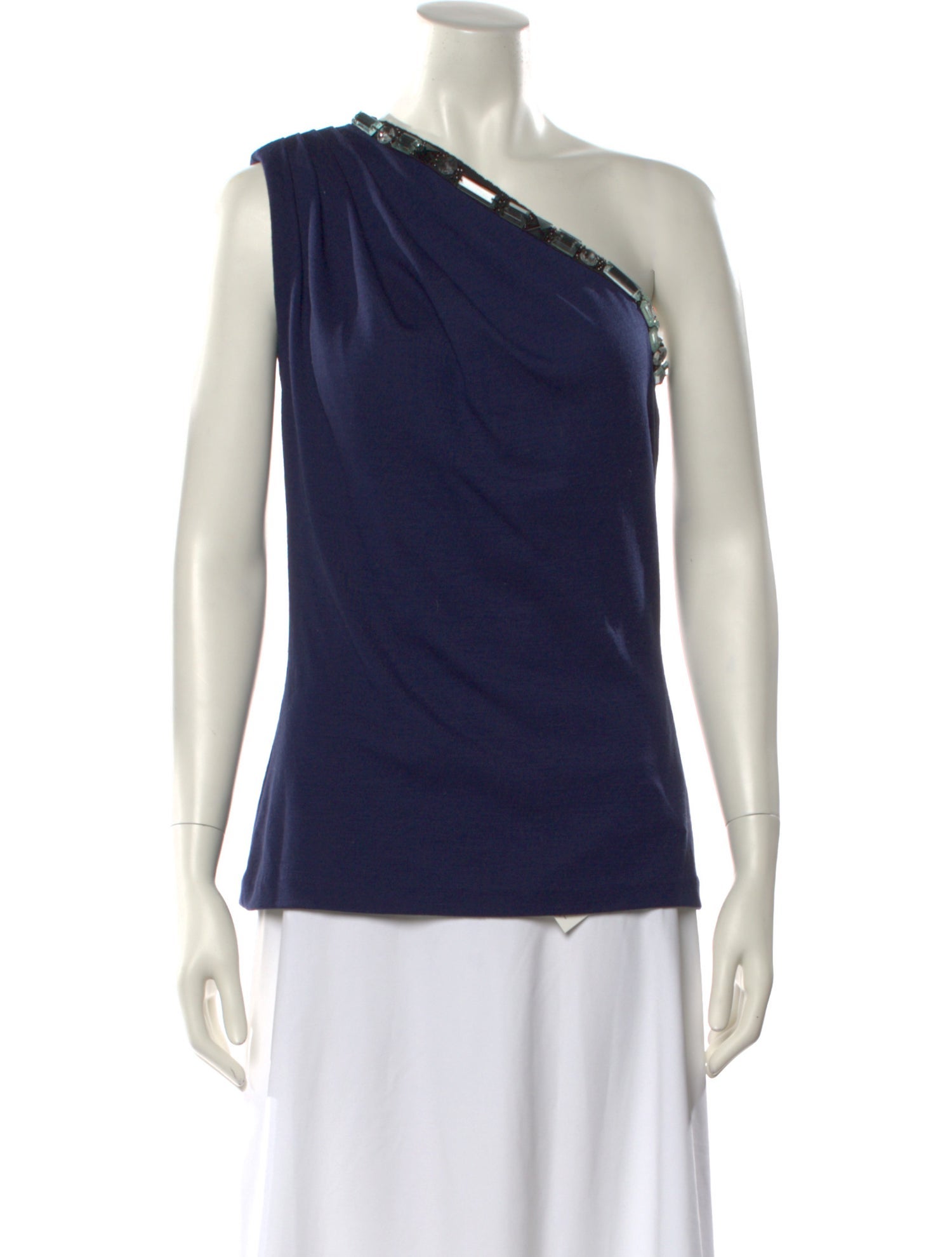 Naeem Khan Wool One-Shoulder Top