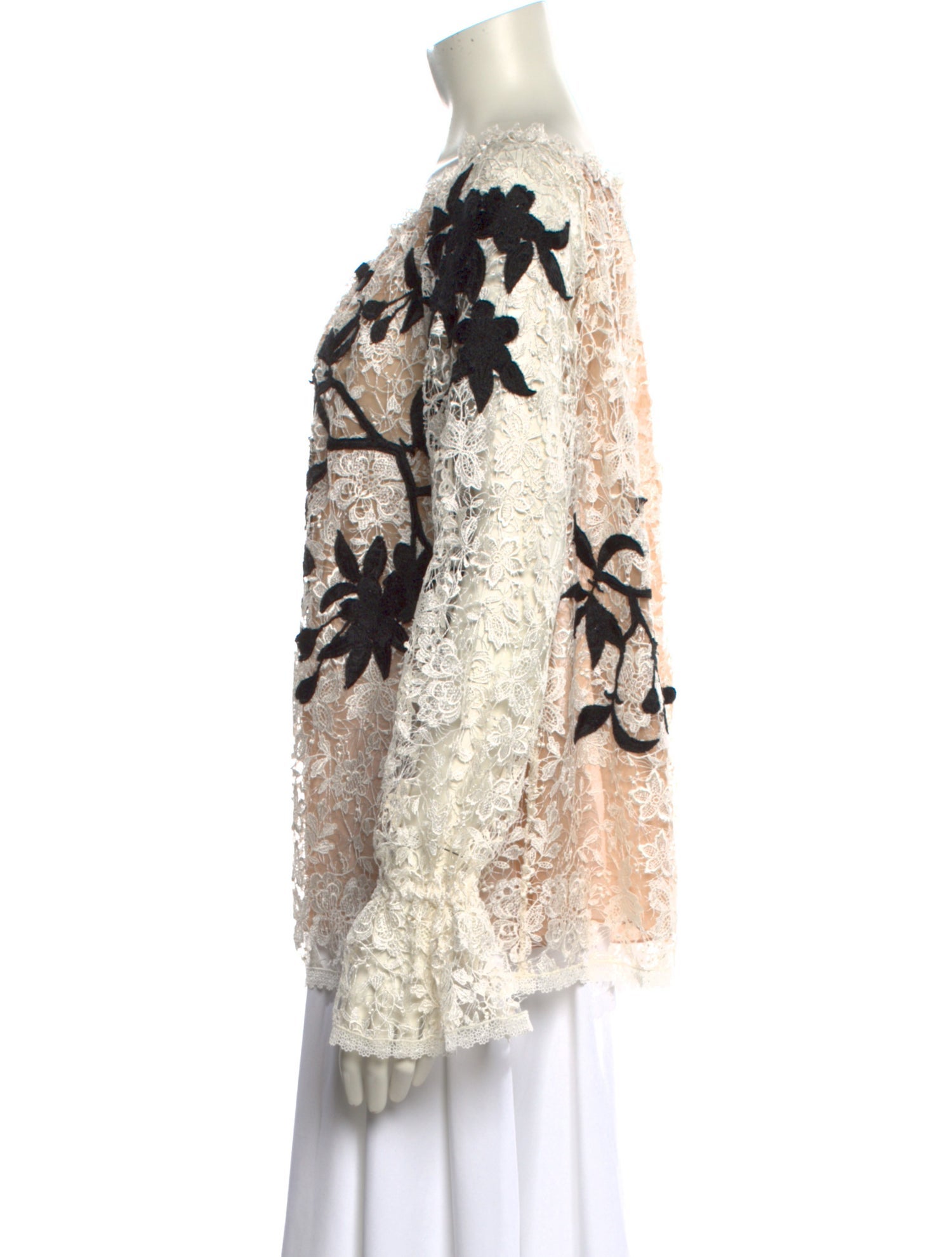 Naeem Khan Silk Lace Pattern Blouse