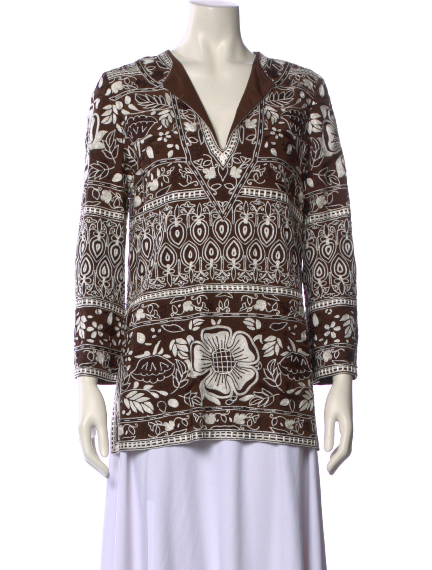 Naeem Khan Silk Printed Blouse