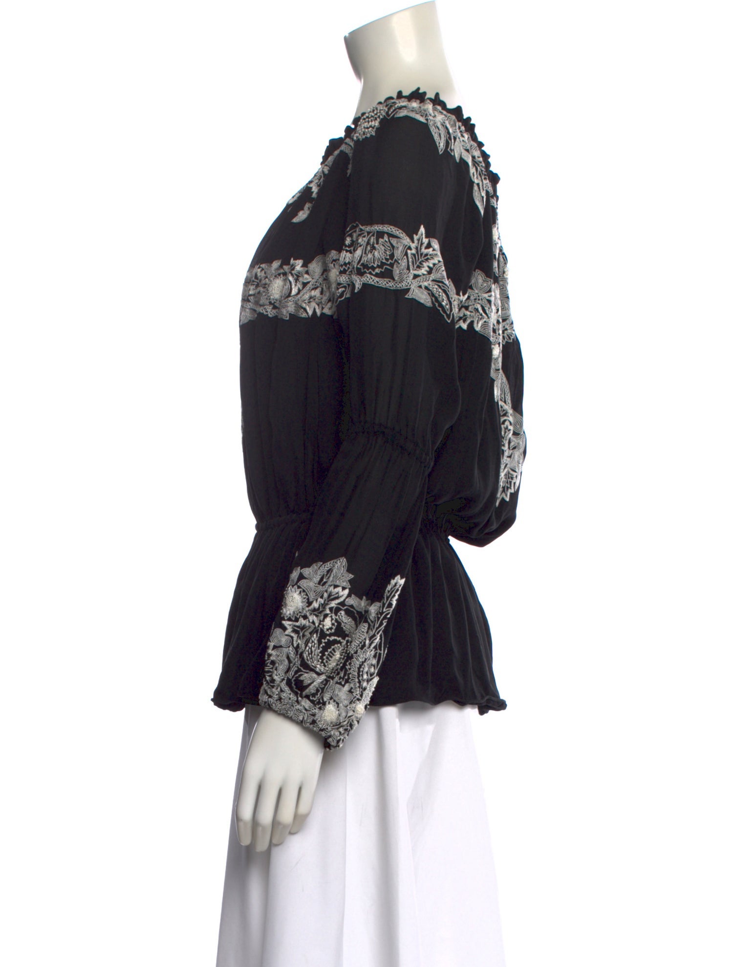 Naeem Khan Silk Floral Print Blouse